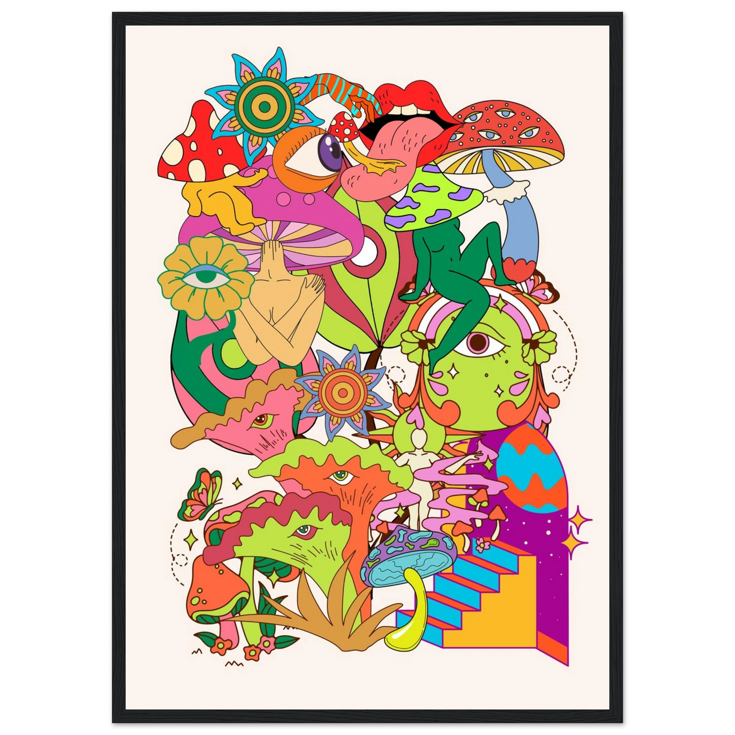 Delic art print in a White frame size A1 (59.4 x 84.1  cm) affordable wall art by Art Aunty NZ