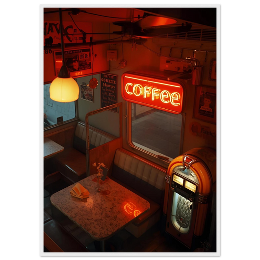 Into the night art print in a White frame size 21x29.7 cm / 8x12" affordable wall art by Art Aunty NZ