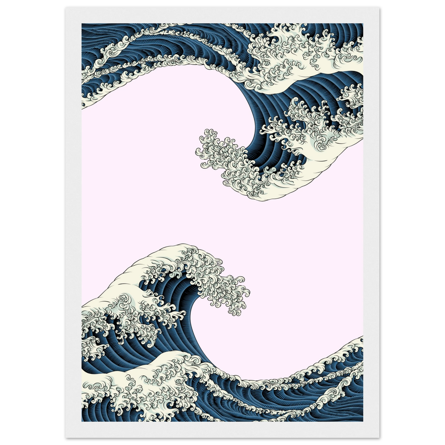 White caps art print in a Wood frame size 21x29.7 cm / 8x12" affordable wall art by Art Aunty NZ