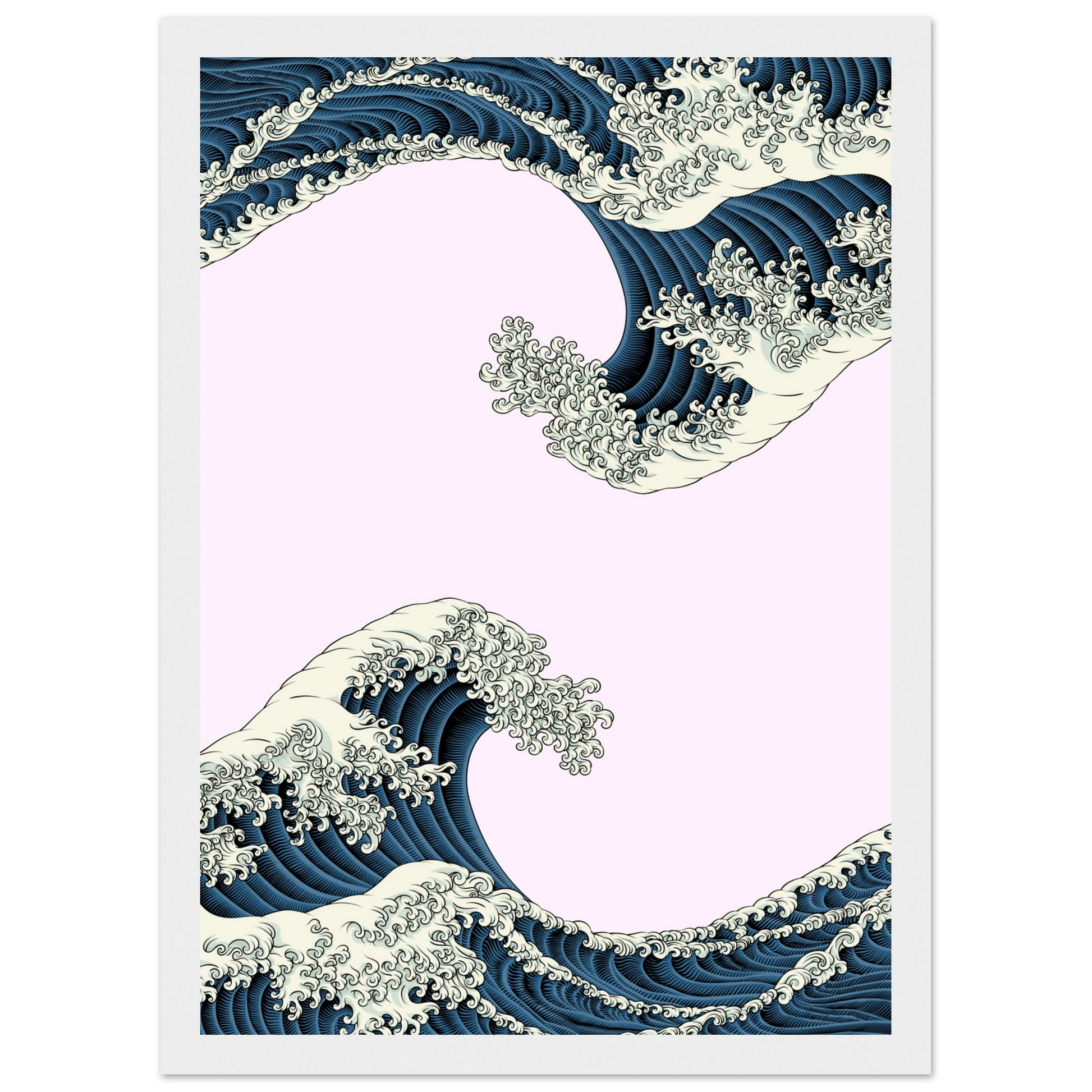 White caps art print in a Wood frame size 21x29.7 cm / 8x12" affordable wall art by Art Aunty NZ