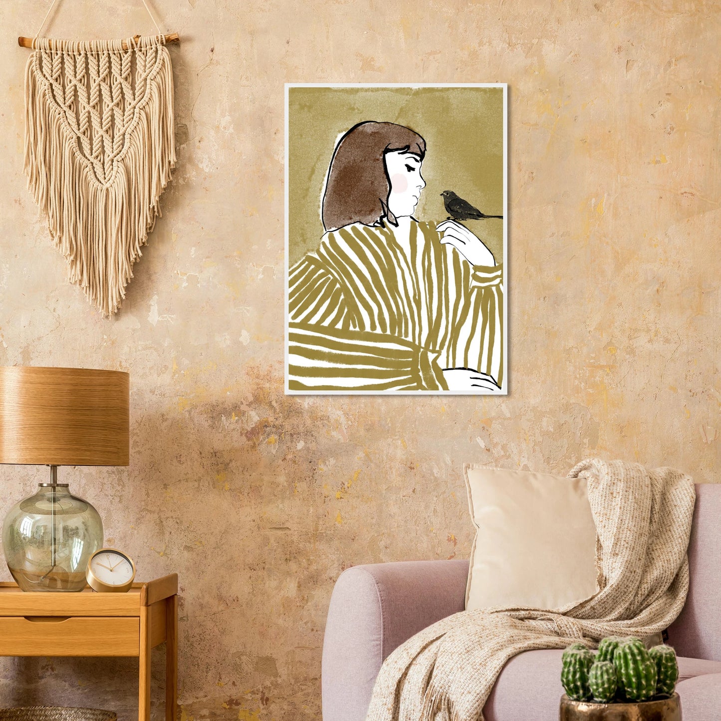Whispering bird elegant profile art print by ioana horvat custom sizes frames art print in a  size  affordable wall art by Art Aunty NZ