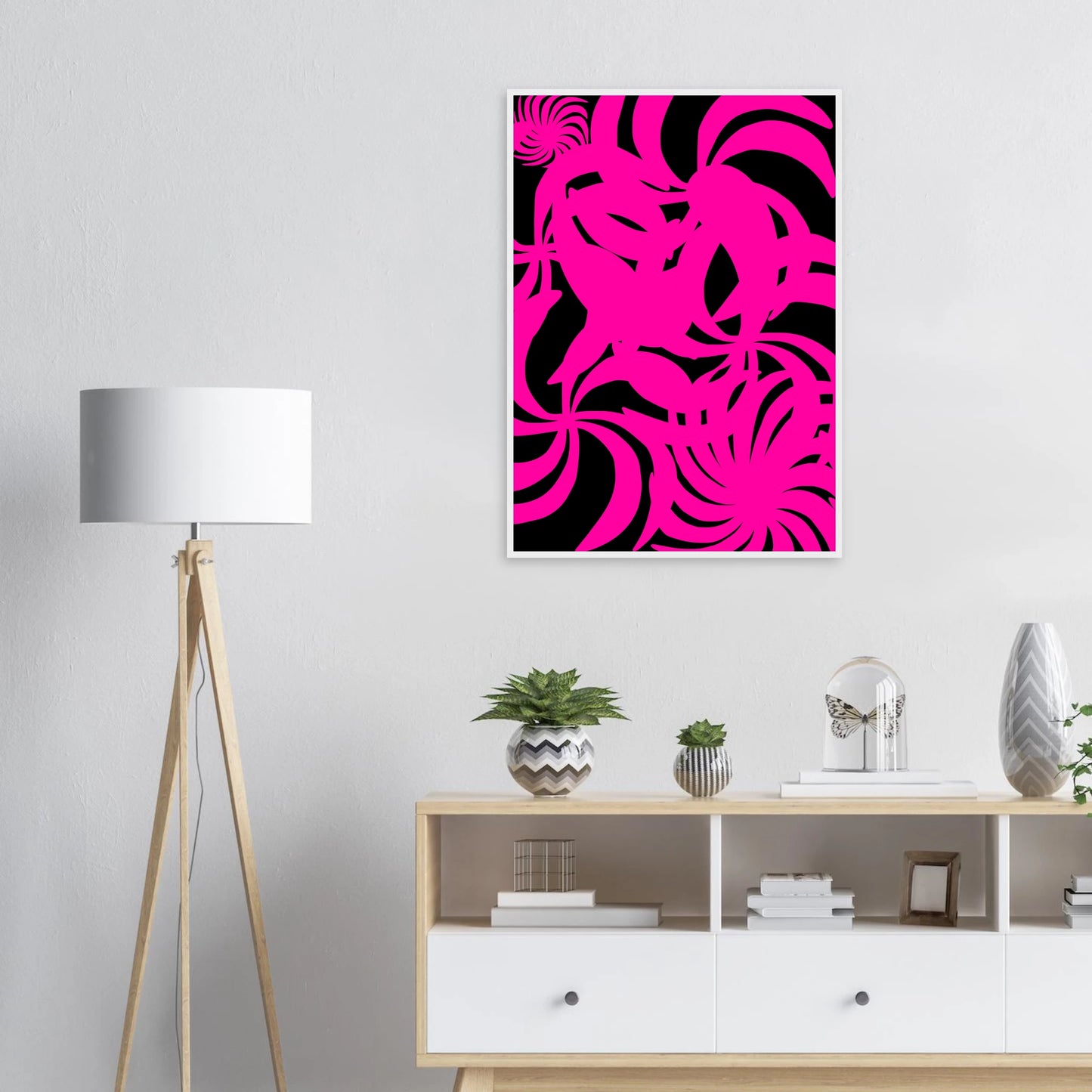Vibrant neon swirls art print dynamic abstract wall decor in your choice of size and frame art print in a  size  affordable wall art by Art Aunty NZ