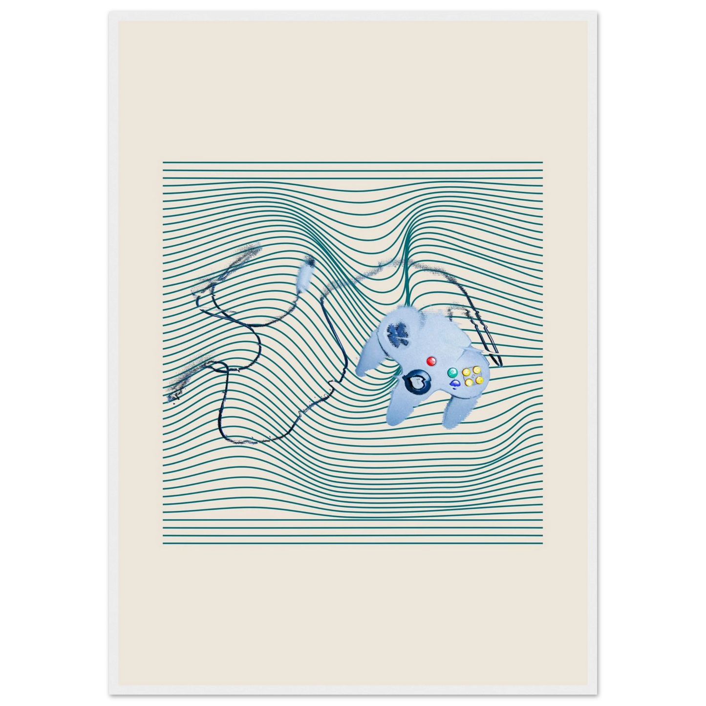 Gameboy art print in a White frame size 21x29.7 cm / 8x12" affordable wall art by Art Aunty NZ