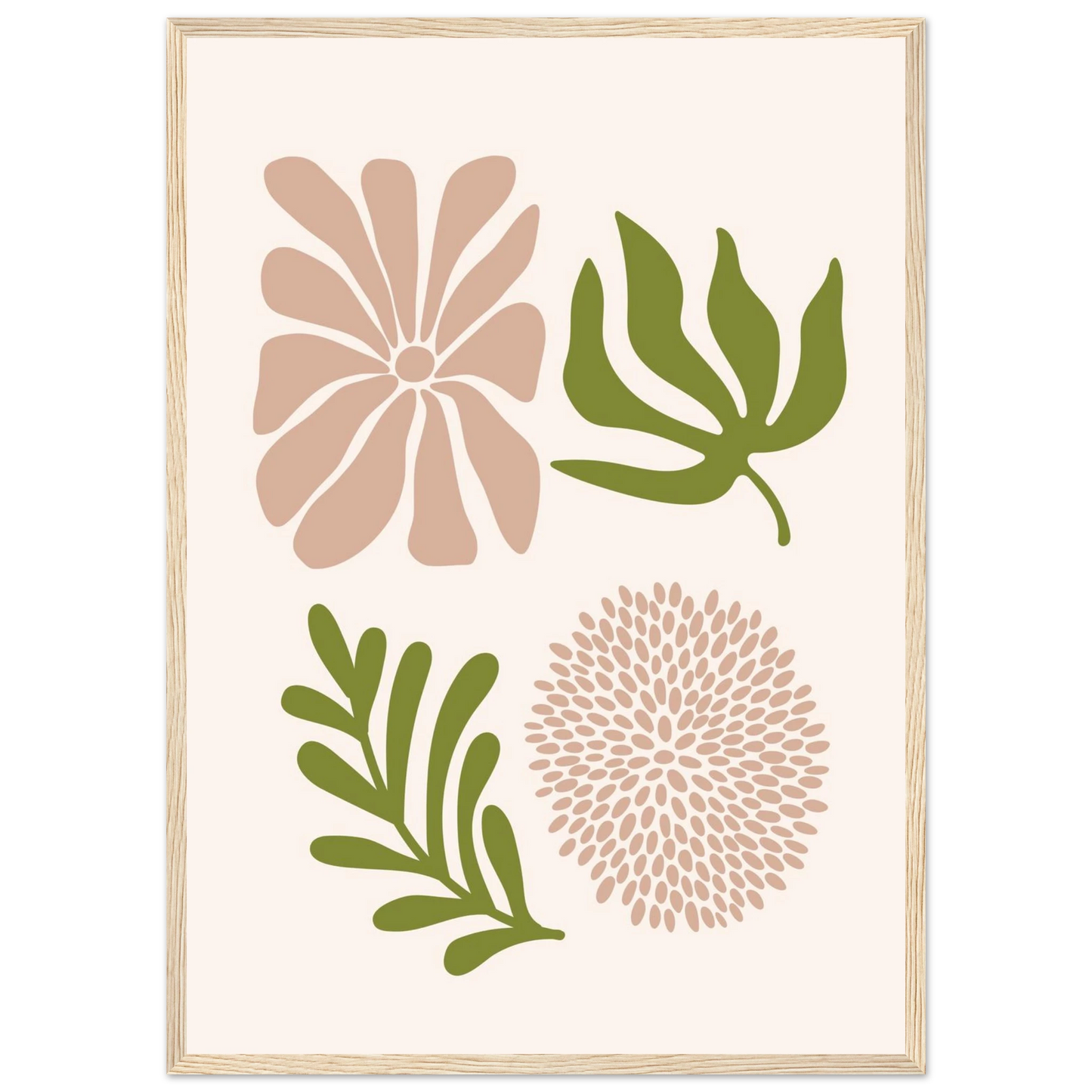 Blooming art print in a Wood frame size 21x29.7 cm / 8x12" affordable wall art by Art Aunty NZ