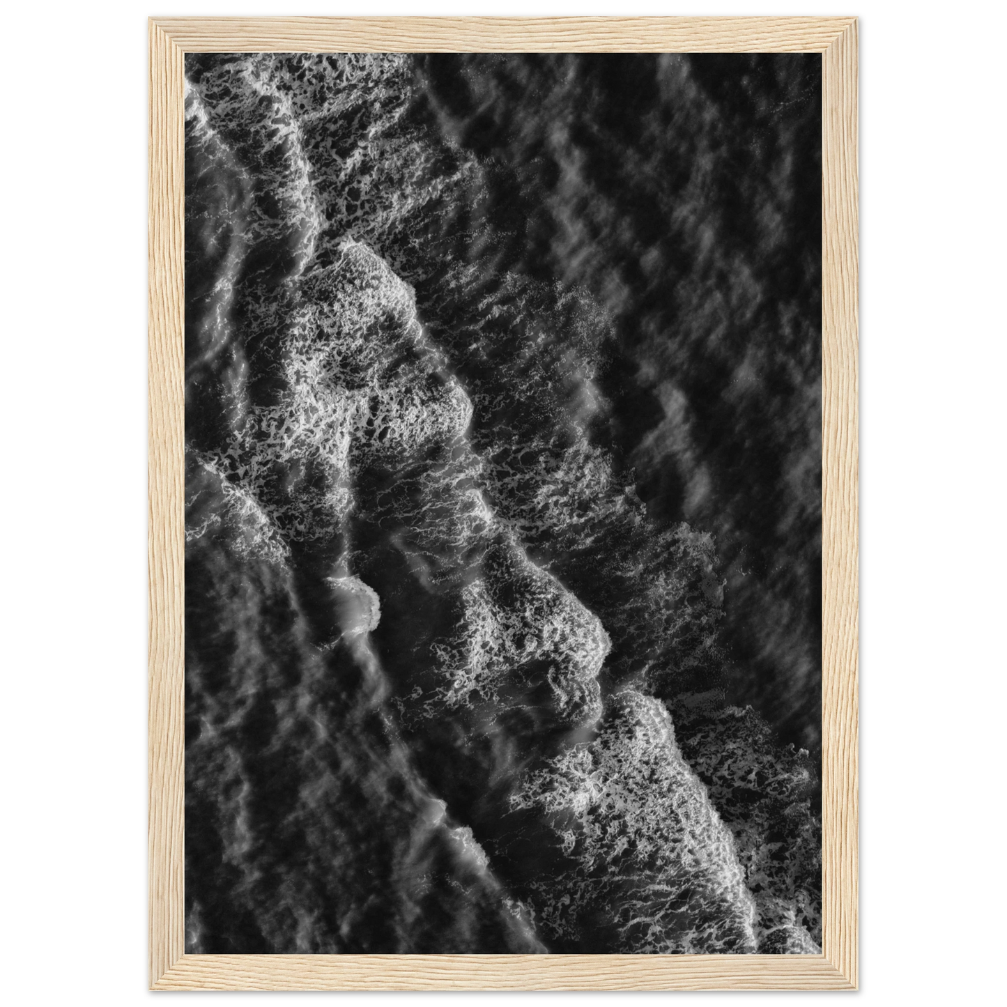 Oceanic echoes black white wave art print by anya trut choose your size frame art print in a Black frame size 21x29.7 cm / 8x12" affordable wall art by Art Aunty NZ