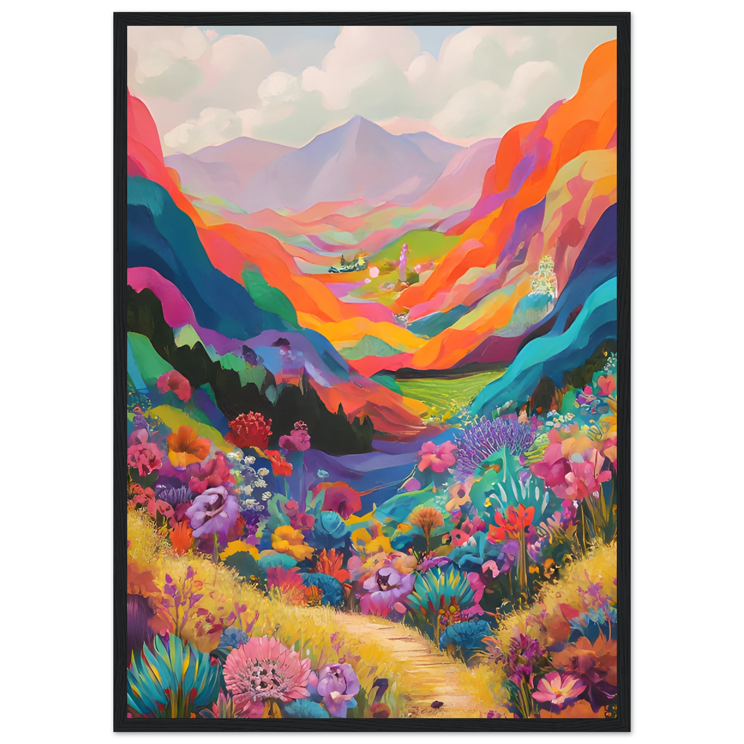 4pm vibrant martini glass art print by anya trut minimalist elegance for modern spaces art print in a Wood frame size A1 (59.4 x 84.1  cm) affordable wall art by Art Aunty NZ