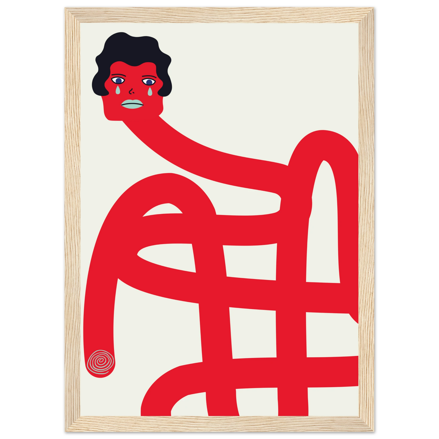 Crybaby framed art print by anya trut expressive abstract wall decor in your choice of size frame art print in a Black frame size 21x29.7 cm / 8x12" affordable wall art by Art Aunty NZ