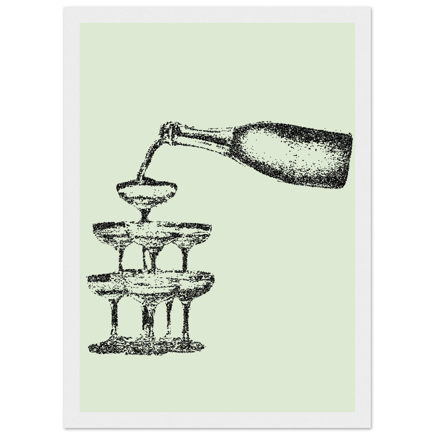 Champagne cascade elegant dotted art print by anya trut choose your size frame art print in a Wood frame size A1 (59.4 x 84.1  cm) affordable wall art by Art Aunty NZ