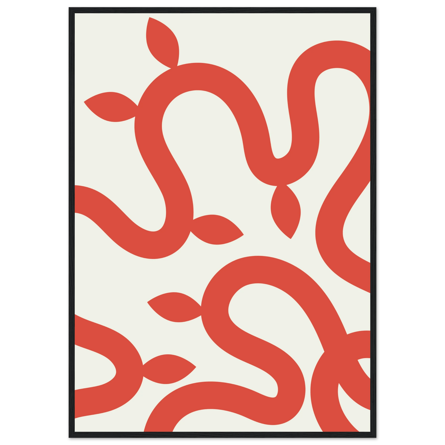 Abstract coral vines minimalist wall art print by anya trut choose your size frame art print in a Black frame size A2 (42 x 59.4  cm) affordable wall art by Art Aunty NZ