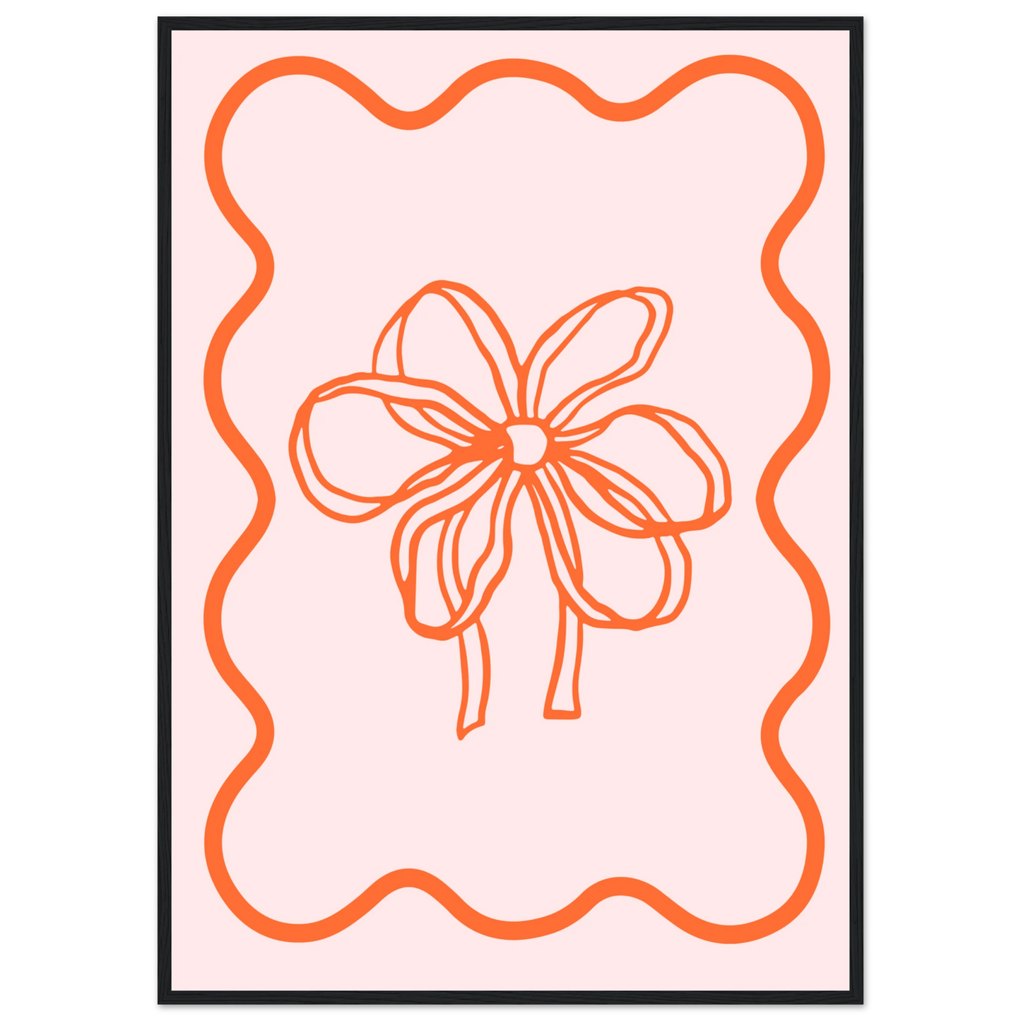 Abstract floral bow giclee print modern minimalist wall art by anya trut choose your size frame art print in a Black frame size A2 (42 x 59.4  cm) affordable wall art by Art Aunty NZ