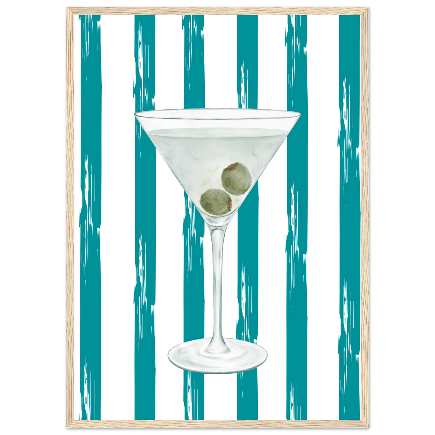 Martini chic art print stylish cocktail wall decor in your choice of size frame art print in a White frame size A1 (59.4 x 84.1  cm) affordable wall art by Art Aunty NZ