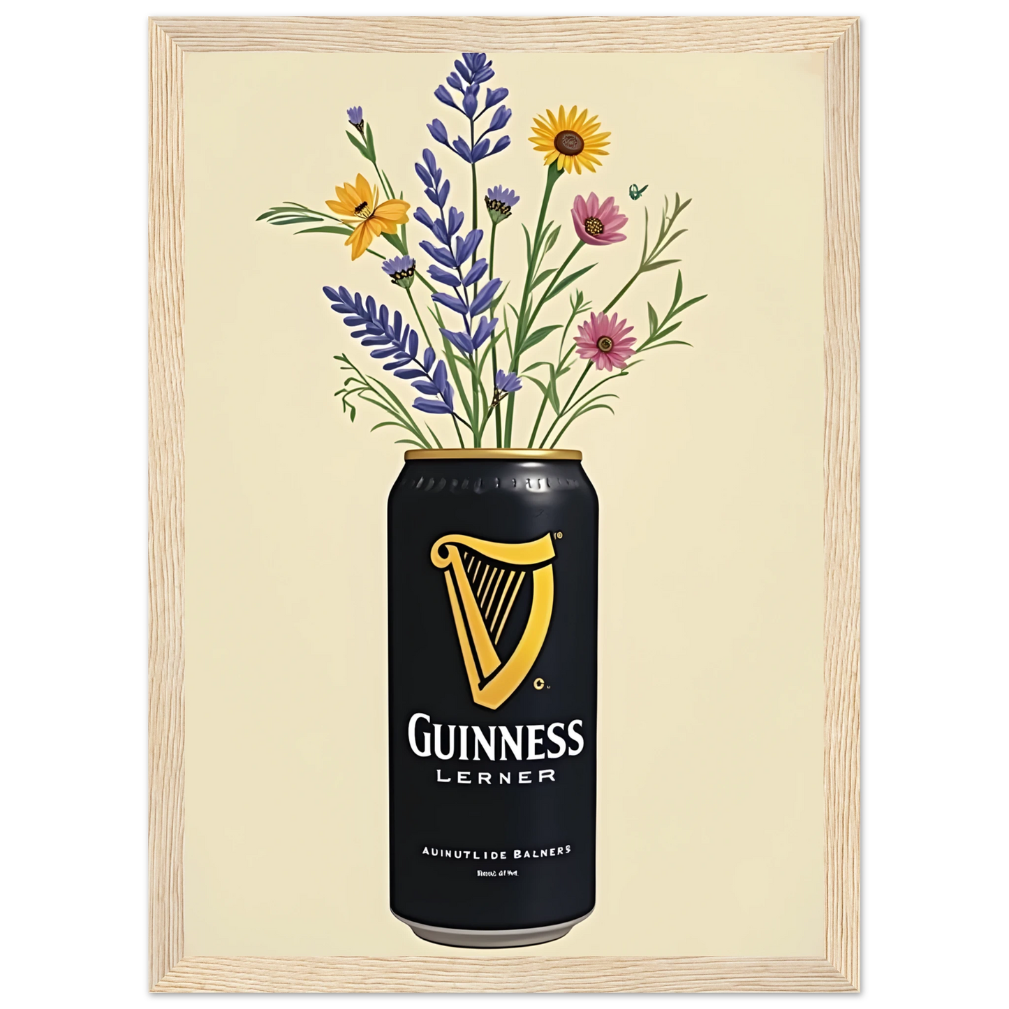 Guinness bouquet art print vibrant floral art in your choice of size frame art print in a Black frame size 21x29.7 cm / 8x12" affordable wall art by Art Aunty NZ