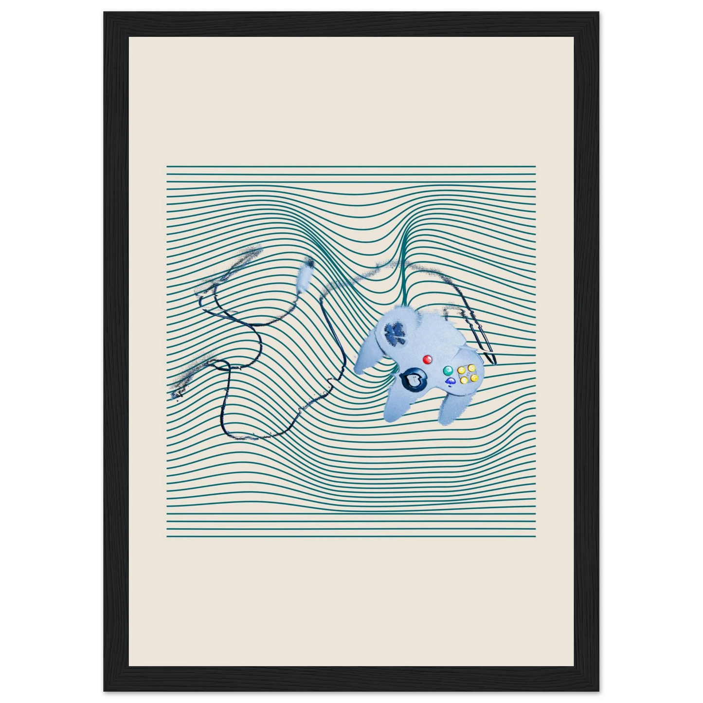 Gameboy art print in a Wood frame size 21x29.7 cm / 8x12" affordable wall art by Art Aunty NZ