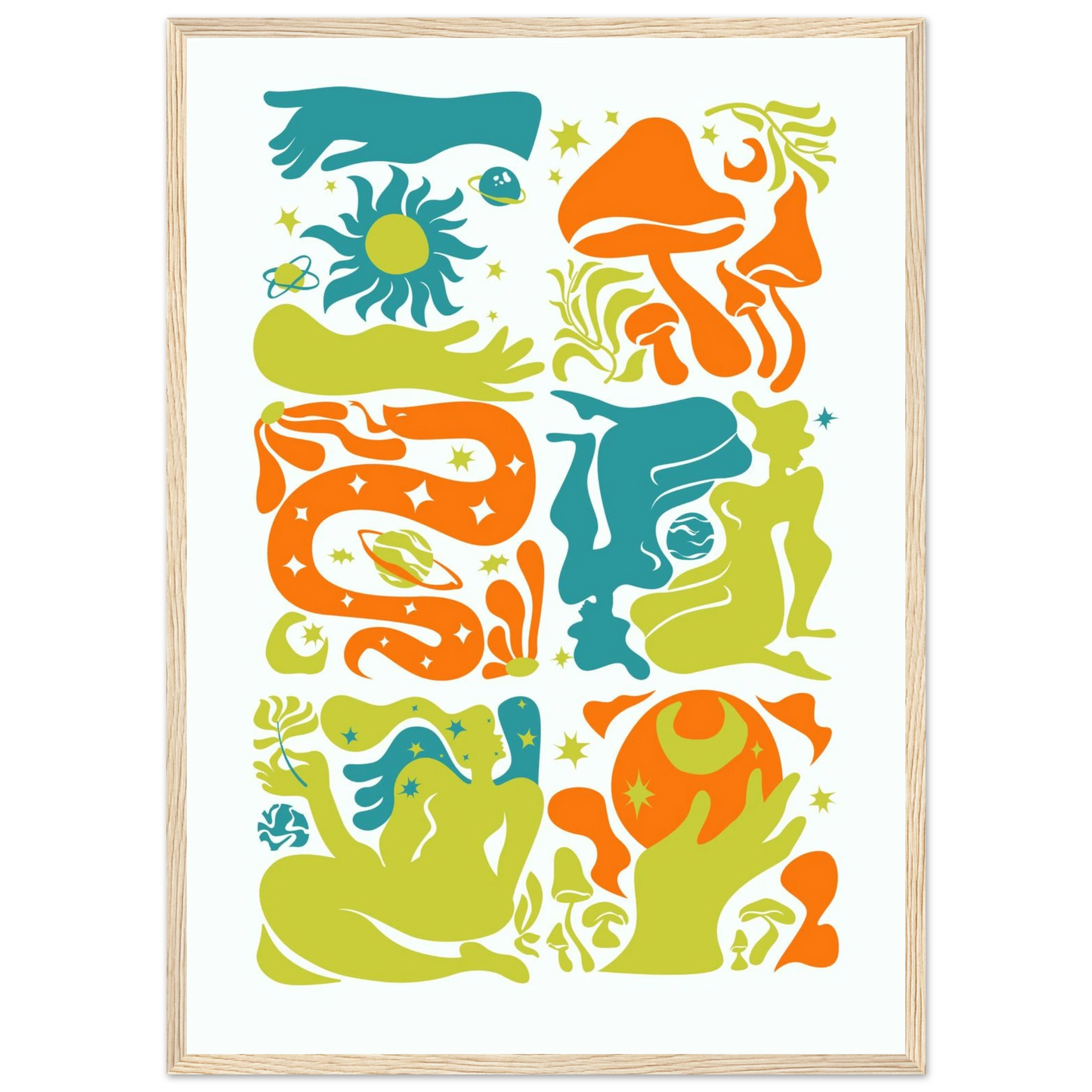 Swimmer art print in a Wood frame size 21x29.7 cm / 8x12" affordable wall art by Art Aunty NZ