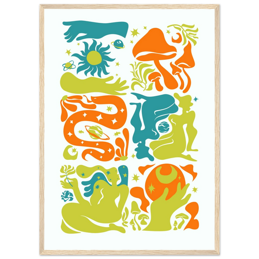 Swimmer art print in a Wood frame size 21x29.7 cm / 8x12" affordable wall art by Art Aunty NZ