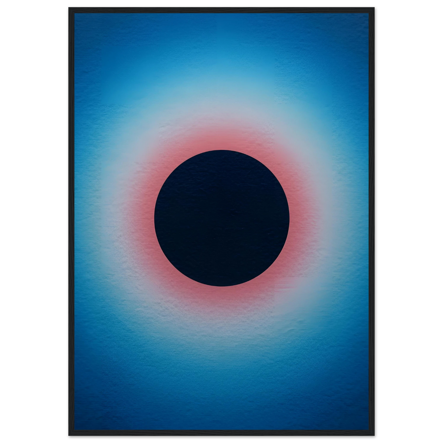 Radiant eclipse framed poster abstract art in three sizes custom frames art print in a Black frame size A2 (42 x 59.4  cm) affordable wall art by Art Aunty NZ