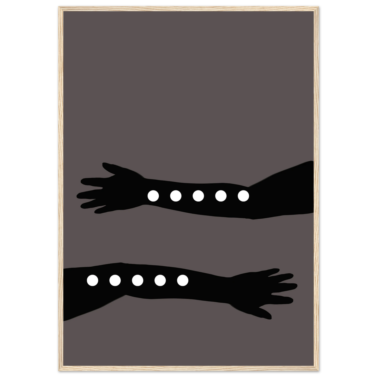 Abstract arms by anya trut striking minimalist wall art multiple sizes frame choices art print in a Black frame size A1 (59.4 x 84.1  cm) affordable wall art by Art Aunty NZ