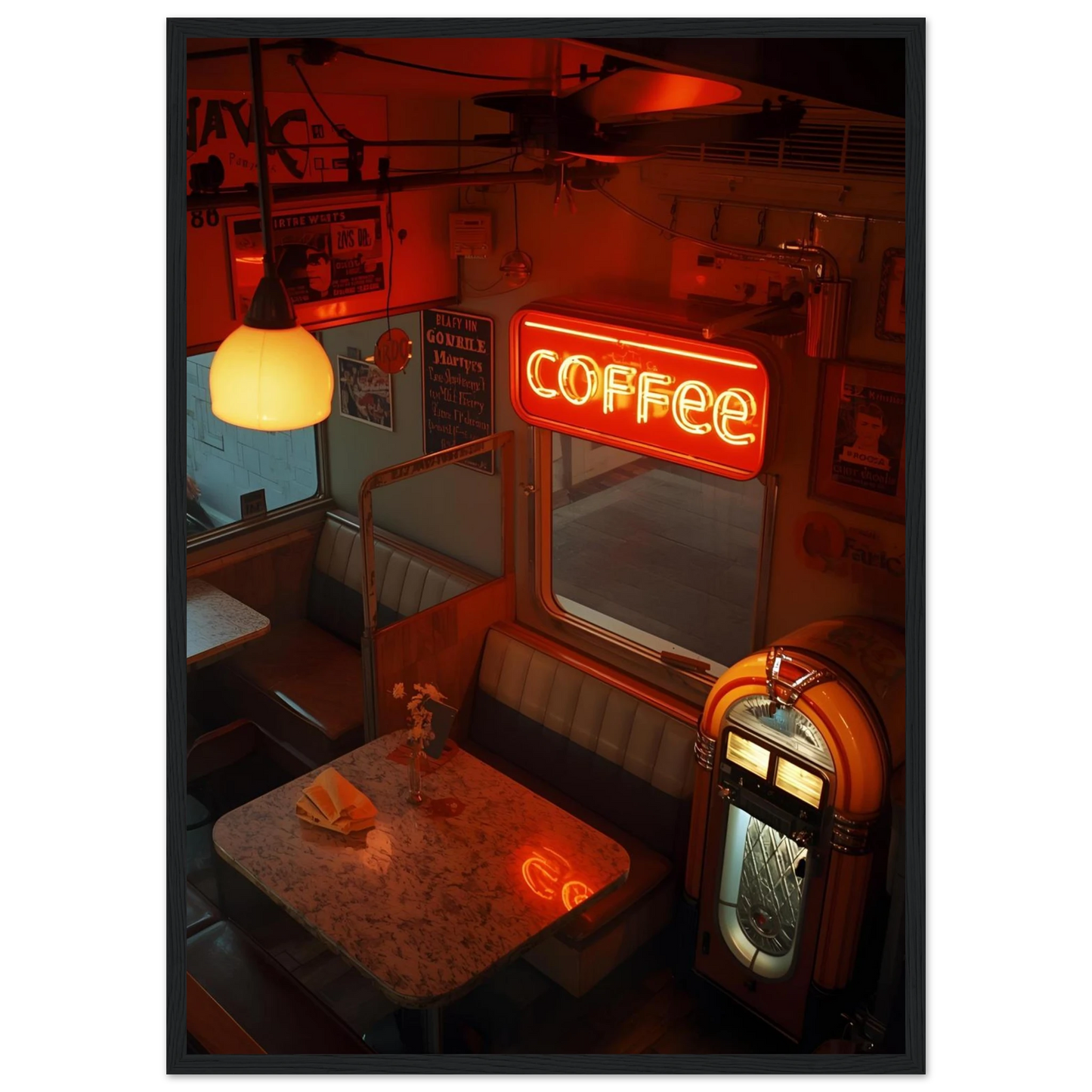 Into the night art print in a Wood frame size 21x29.7 cm / 8x12" affordable wall art by Art Aunty NZ