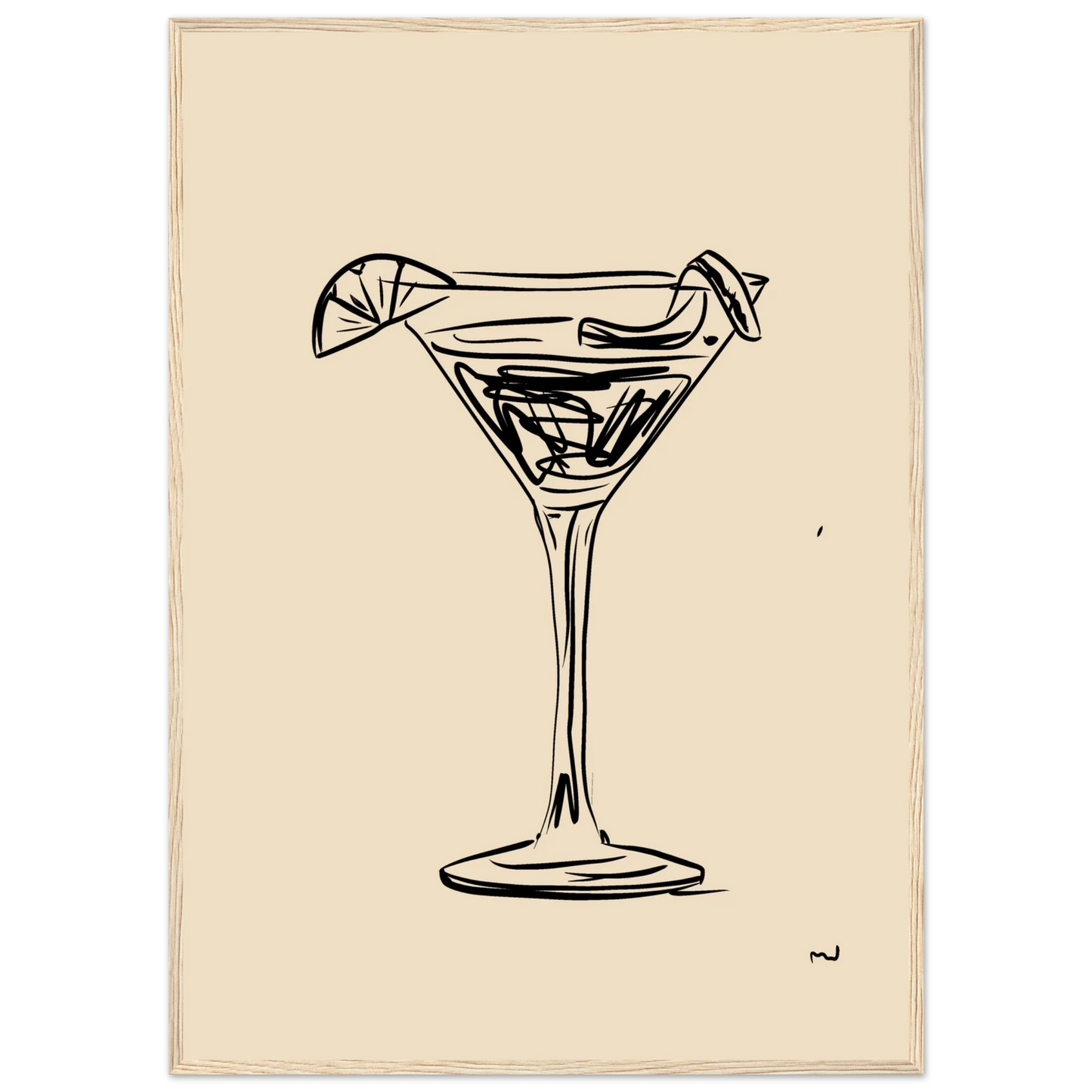 4:00 PM art print in a Wood frame size A1 (59.4 x 84.1  cm) affordable wall art by Art Aunty NZ