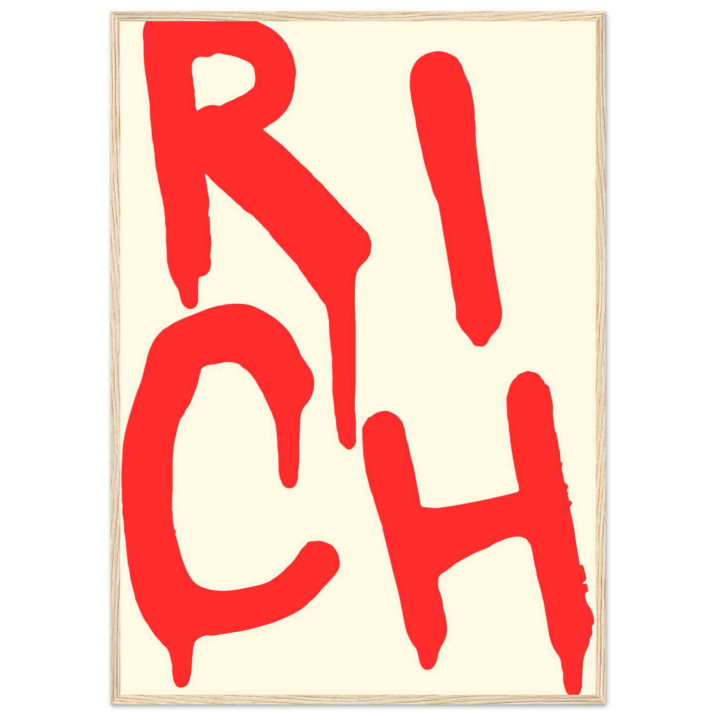 Rich red drip art print by anya trut bold statement wall decor in your choice of frame size art print in a Black frame size A1 (59.4 x 84.1  cm) affordable wall art by Art Aunty NZ