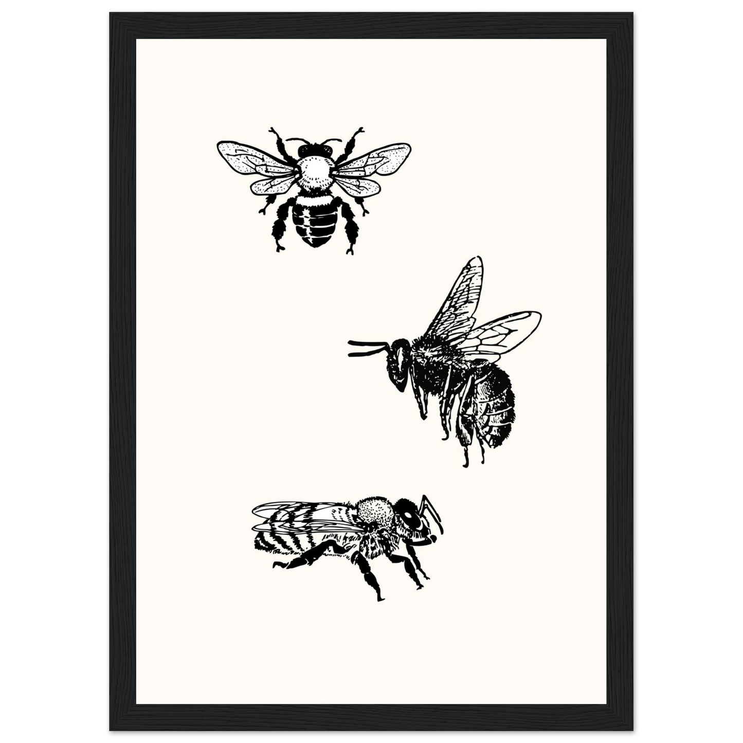 Bee mine art print in a Wood frame size A1 (59.4 x 84.1  cm) affordable wall art by Art Aunty NZ