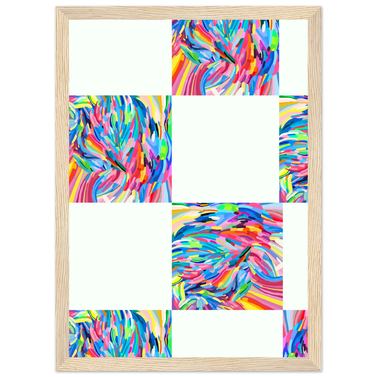 Abstract color art print vibrant swirls expressive hues framed artwork in your choice of style art print in a Black frame size 21x29.7 cm / 8x12" affordable wall art by Art Aunty NZ