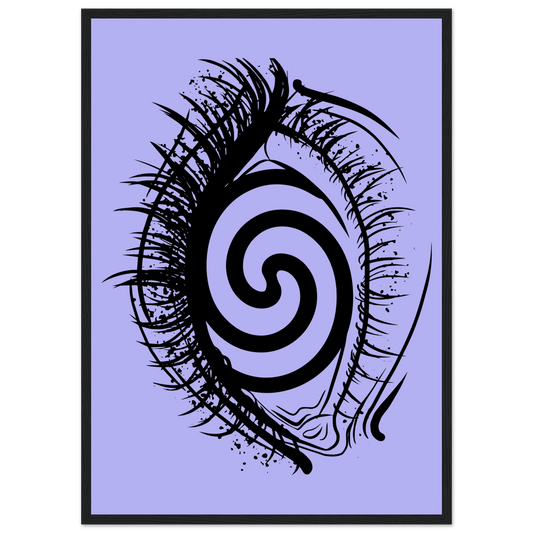 Hypnotic gaze abstract eye swirl print by anya trut choose your size frame art print in a Wood frame size 21x29.7 cm / 8x12" affordable wall art by Art Aunty NZ
