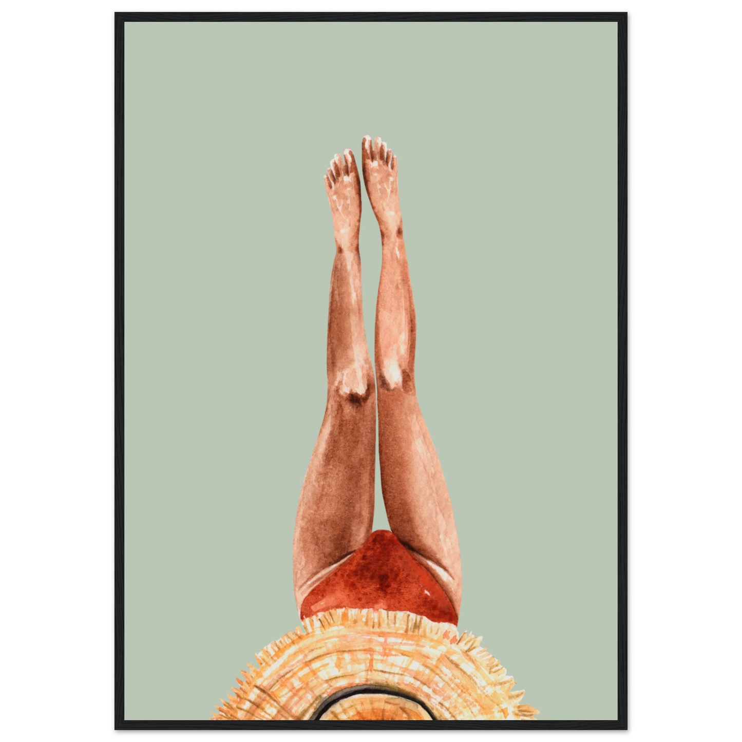 Beach daze 1 art print in a Wood frame size A2 (42 x 59.4  cm) affordable wall art by Art Aunty NZ