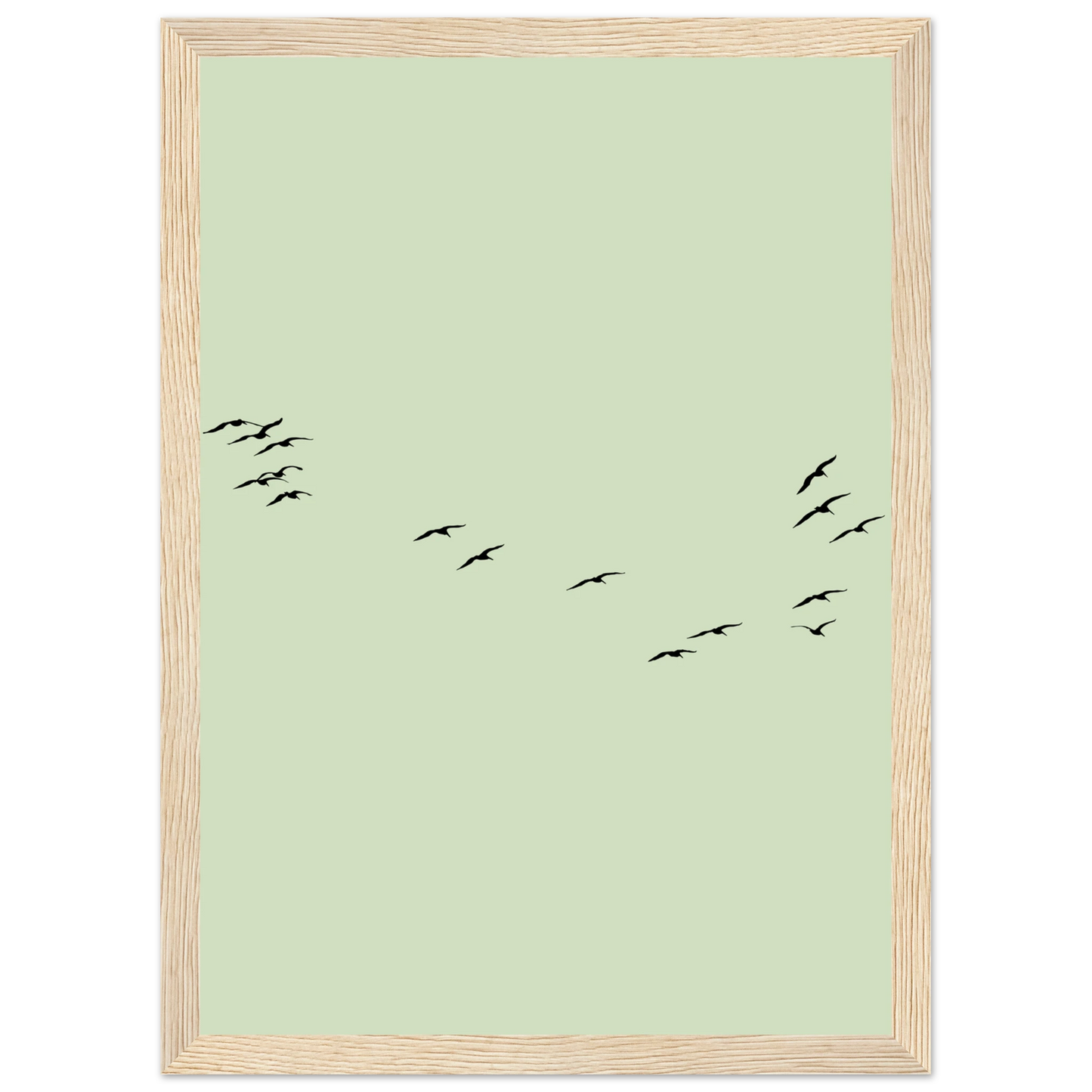 Minimalist flight framed poster serene birds in motion by anya trut available in multiple sizes frames art print in a Black frame size 21x29.7 cm / 8x12" affordable wall art by Art Aunty NZ