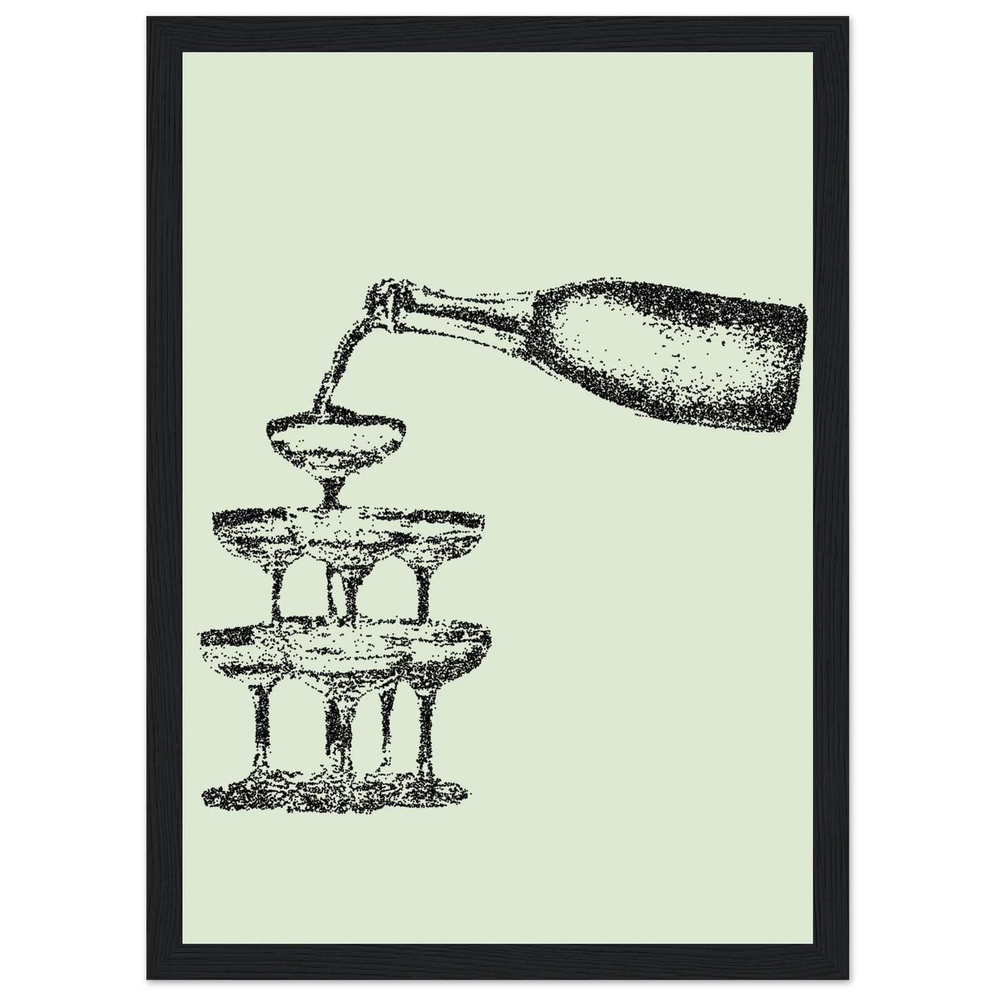 Champagne cascade elegant dotted art print by anya trut choose your size frame art print in a White frame size A2 (42 x 59.4  cm) affordable wall art by Art Aunty NZ