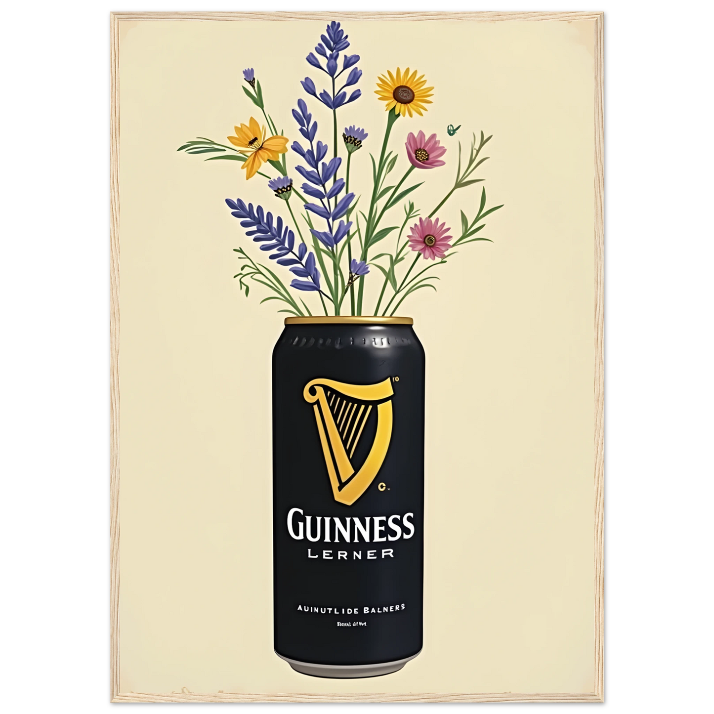 Guinness bouquet art print vibrant floral art in your choice of size frame art print in a Black frame size A1 (59.4 x 84.1  cm) affordable wall art by Art Aunty NZ