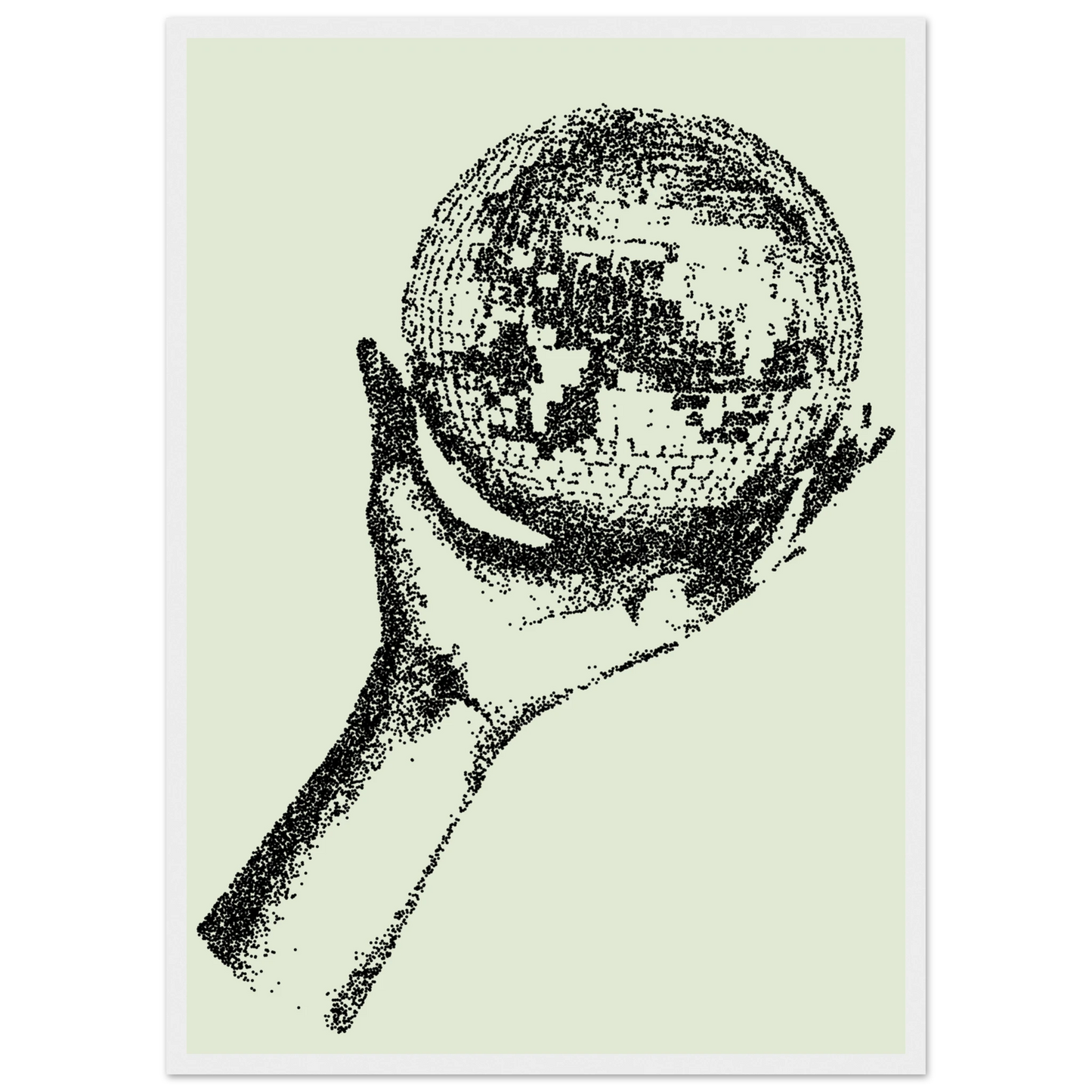 Digital disco ball hand global vision framed poster choose your size frame art print in a Wood frame size A2 (42 x 59.4  cm) affordable wall art by Art Aunty NZ