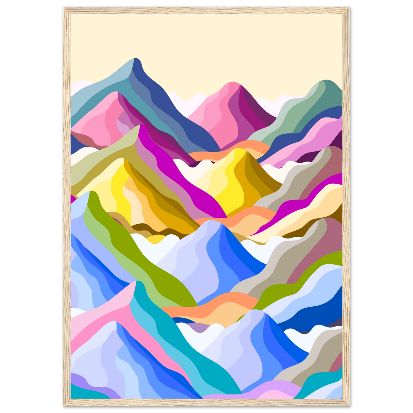 Abstract mountain peaks art print kaleidoscope ridge by anya trut in your choice of frame art print in a White frame size A1 (59.4 x 84.1  cm) affordable wall art by Art Aunty NZ