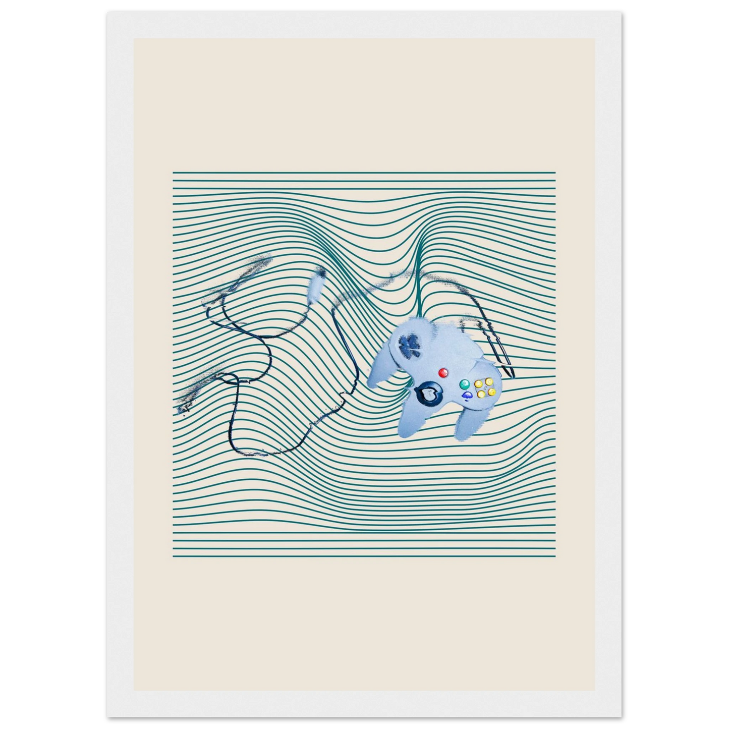 Gameboy art print in a Black frame size A2 (42 x 59.4  cm) affordable wall art by Art Aunty NZ