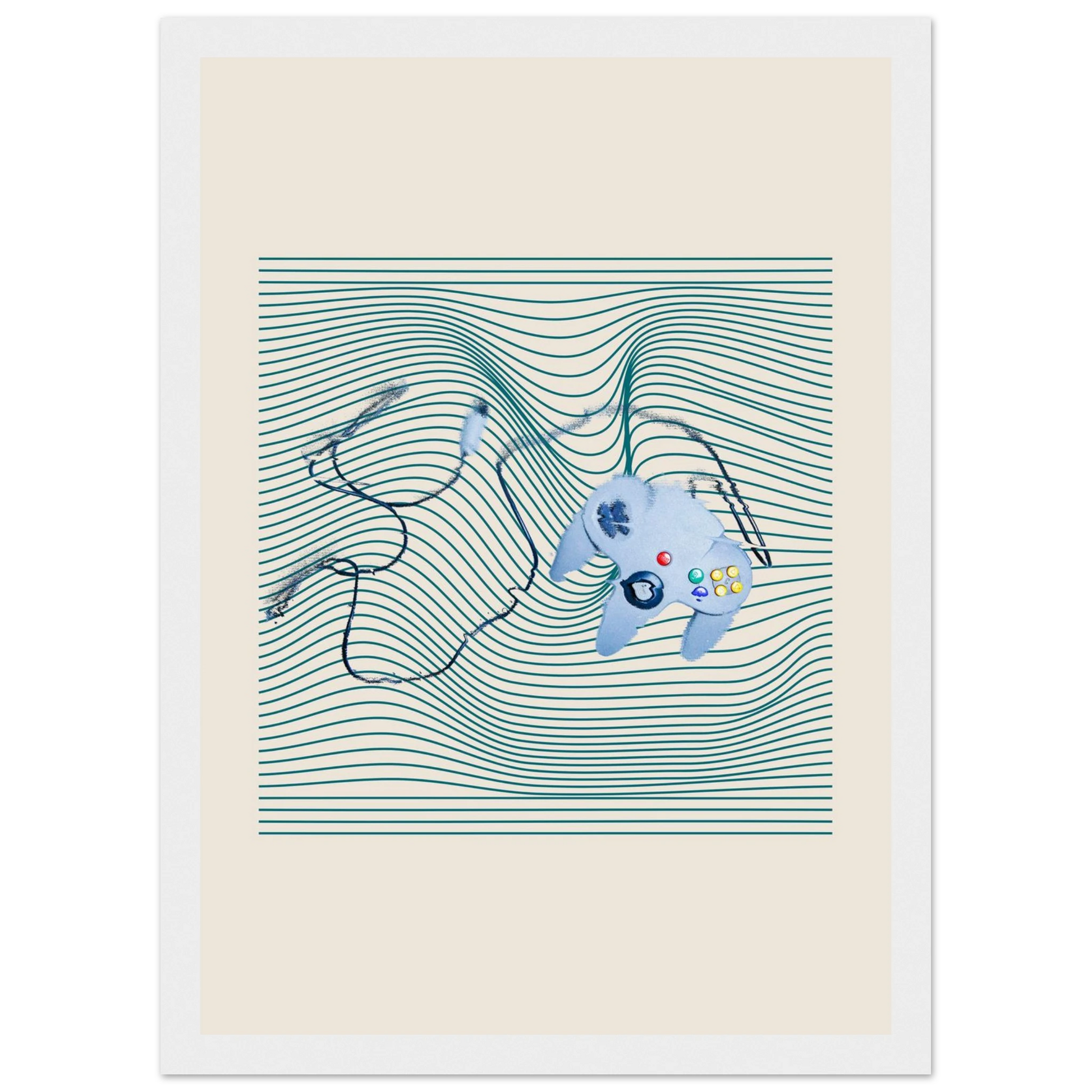 Gameboy art print in a Black frame size A2 (42 x 59.4  cm) affordable wall art by Art Aunty NZ