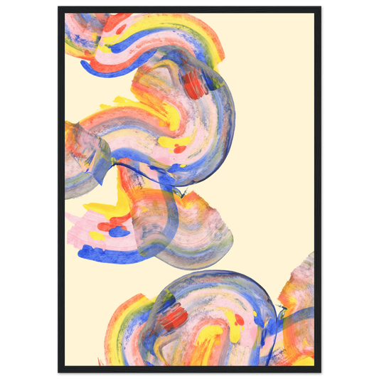 Abstract swirls vibrant framed art print by anya trut choose your size frame art print in a Wood frame size 21x29.7 cm / 8x12" affordable wall art by Art Aunty NZ