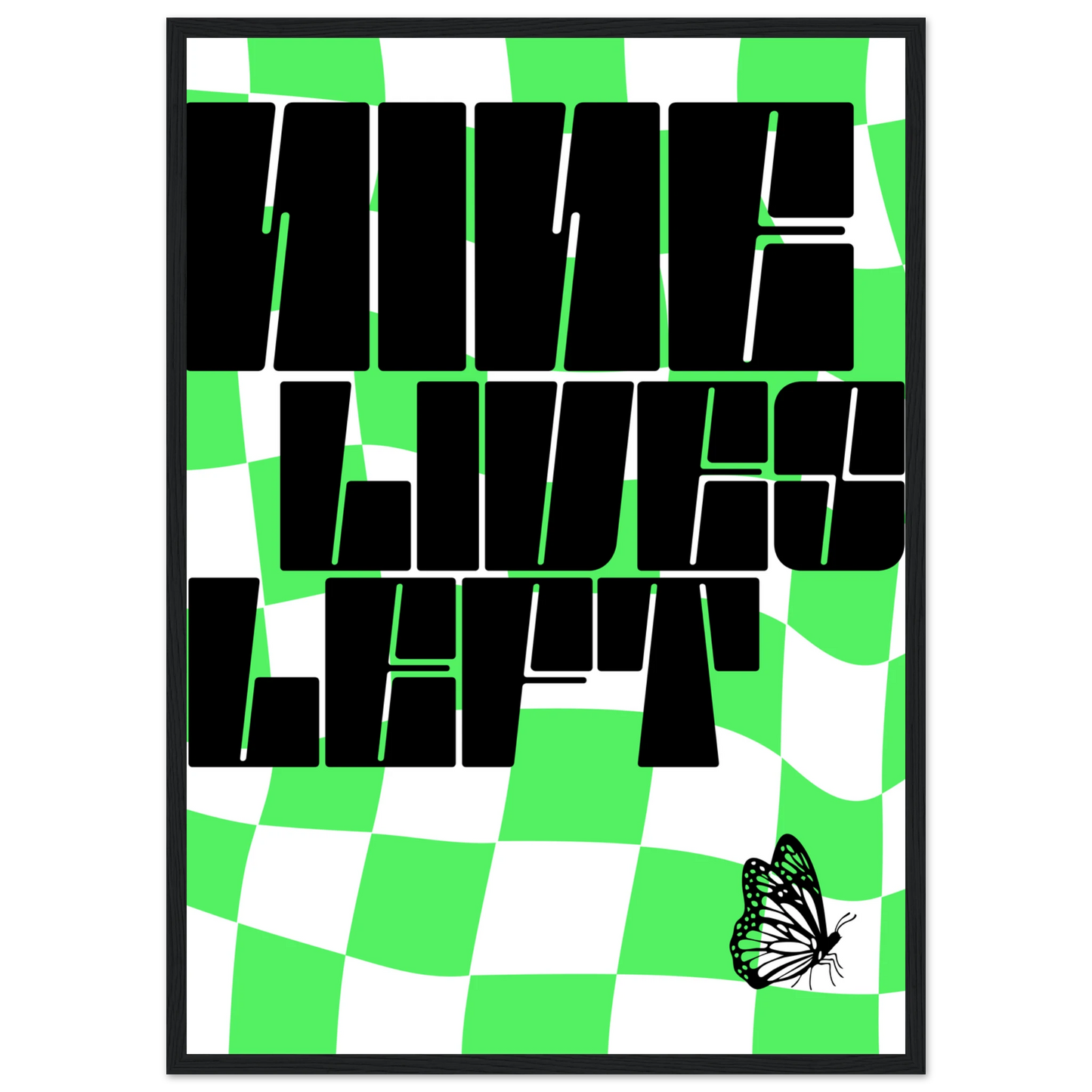 Nine lives left psychedelic pop art print by anya trut choose your size frame art print in a Wood frame size 21x29.7 cm / 8x12" affordable wall art by Art Aunty NZ