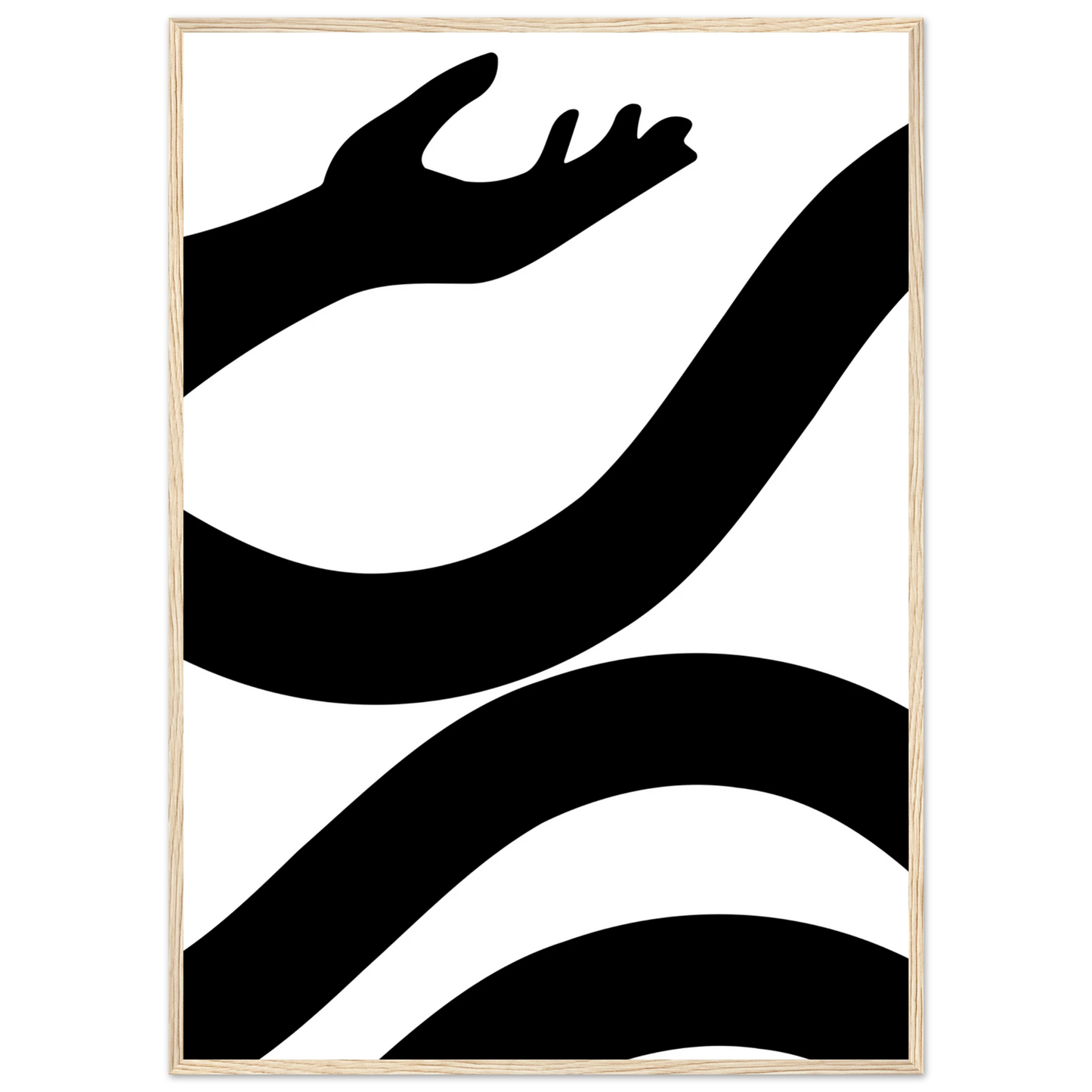 Abstract embrace minimalist black white line art print by anya trut choose your size and frame art print in a Black frame size A1 (59.4 x 84.1  cm) affordable wall art by Art Aunty NZ