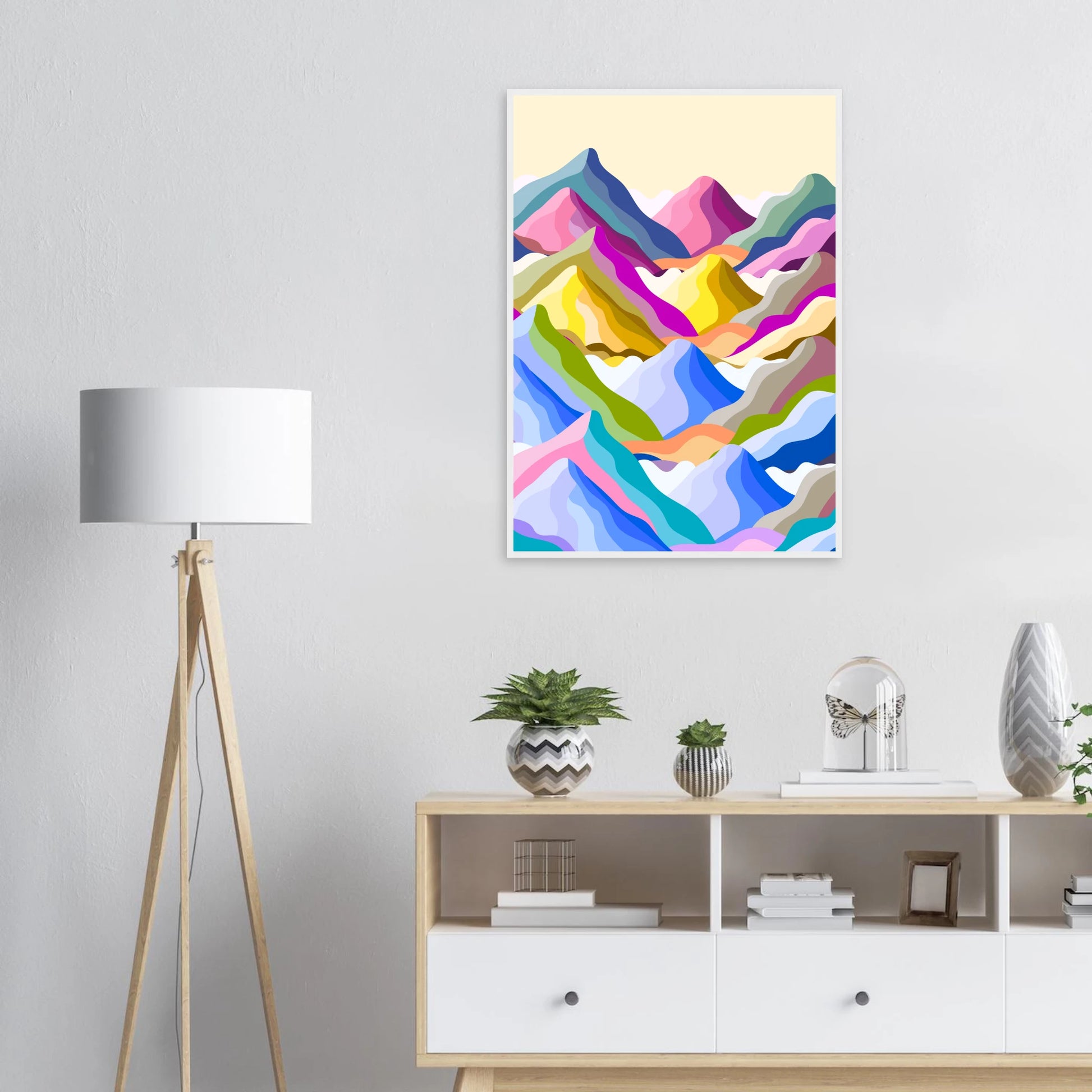 Abstract mountain peaks art print kaleidoscope ridge by anya trut in your choice of frame art print in a  size  affordable wall art by Art Aunty NZ
