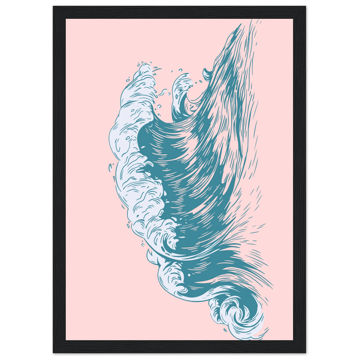 Oceanic dream wave art print aqua by anya trut choose your size frame art print in a White frame size A2 (42 x 59.4  cm) affordable wall art by Art Aunty NZ