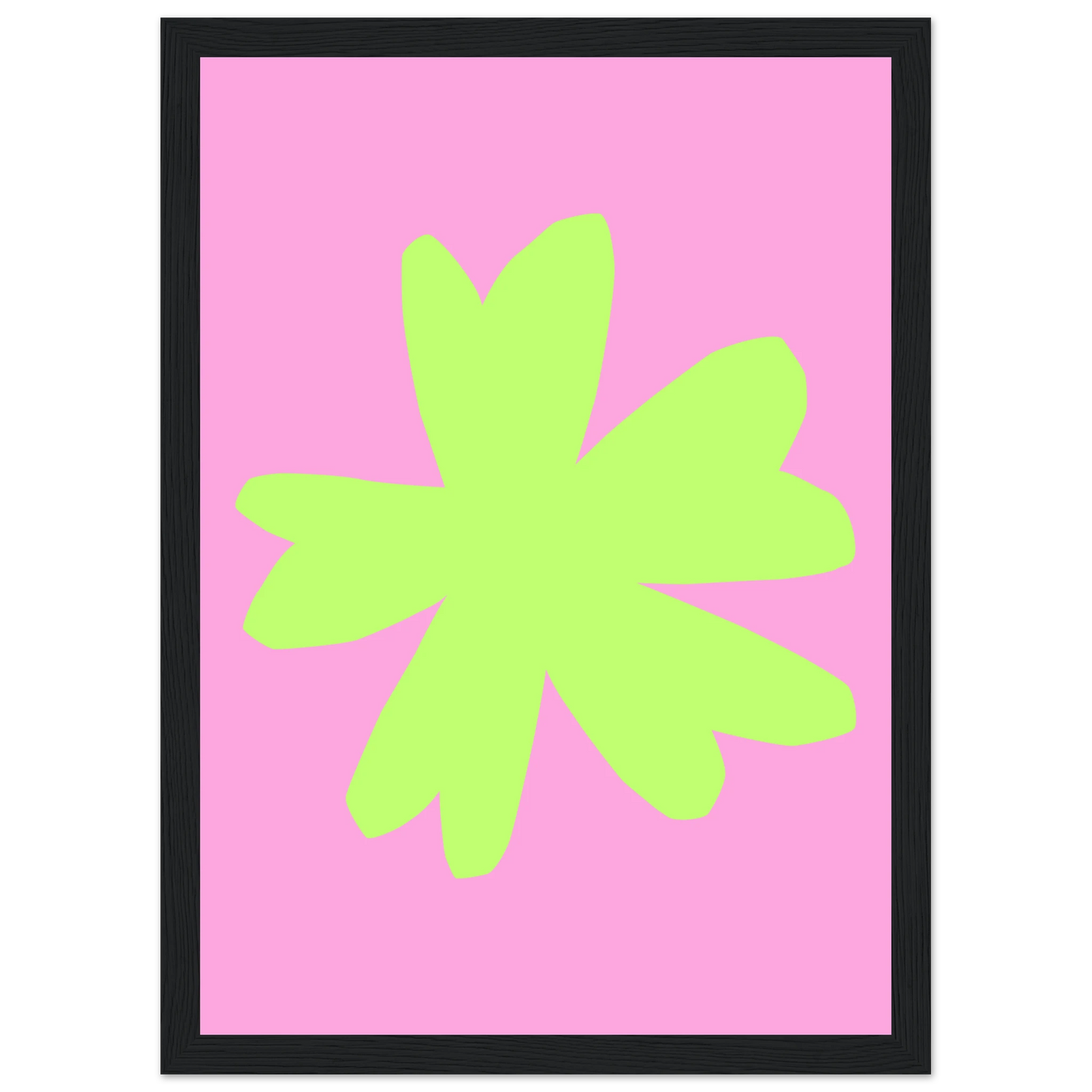 Vibrant blossom pink lime abstract floral print framed wall art by anya trut art print in a White frame size A2 (42 x 59.4  cm) affordable wall art by Art Aunty NZ