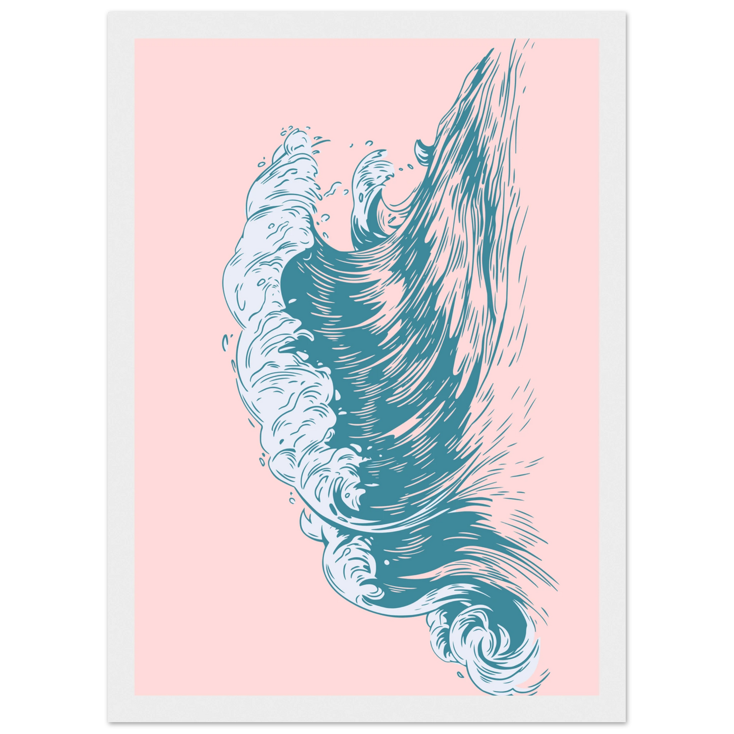 Oceanic dream wave art print aqua by anya trut choose your size frame art print in a Wood frame size A1 (59.4 x 84.1  cm) affordable wall art by Art Aunty NZ