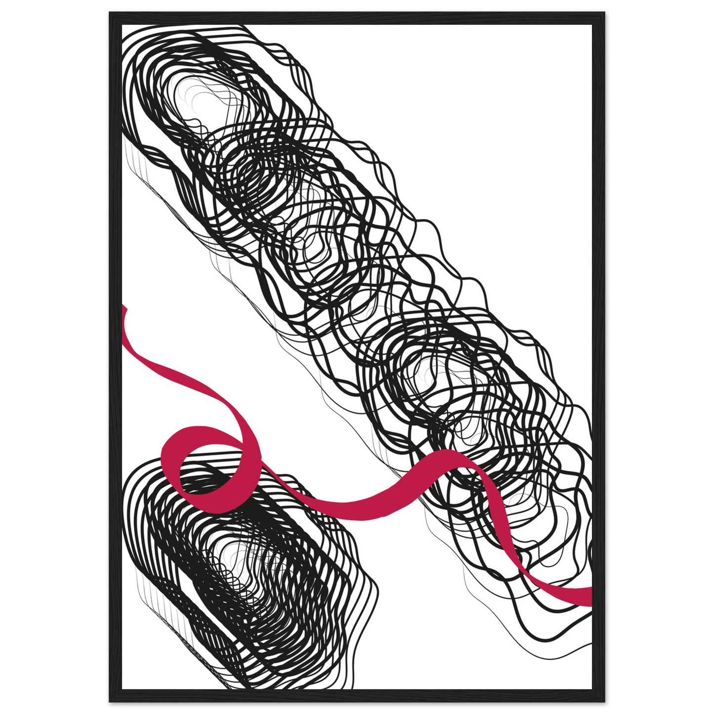 Abstract swirls ribbon framed art print by anya trut modern minimalist wall decor in your choice of size frame art print in a Wood frame size 21x29.7 cm / 8x12" affordable wall art by Art Aunty NZ