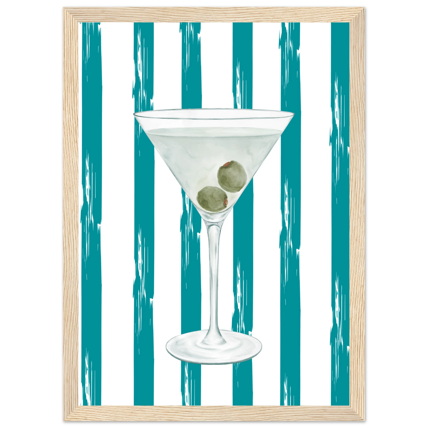 Martini chic art print stylish cocktail wall decor in your choice of size frame art print in a Black frame size 21x29.7 cm / 8x12" affordable wall art by Art Aunty NZ