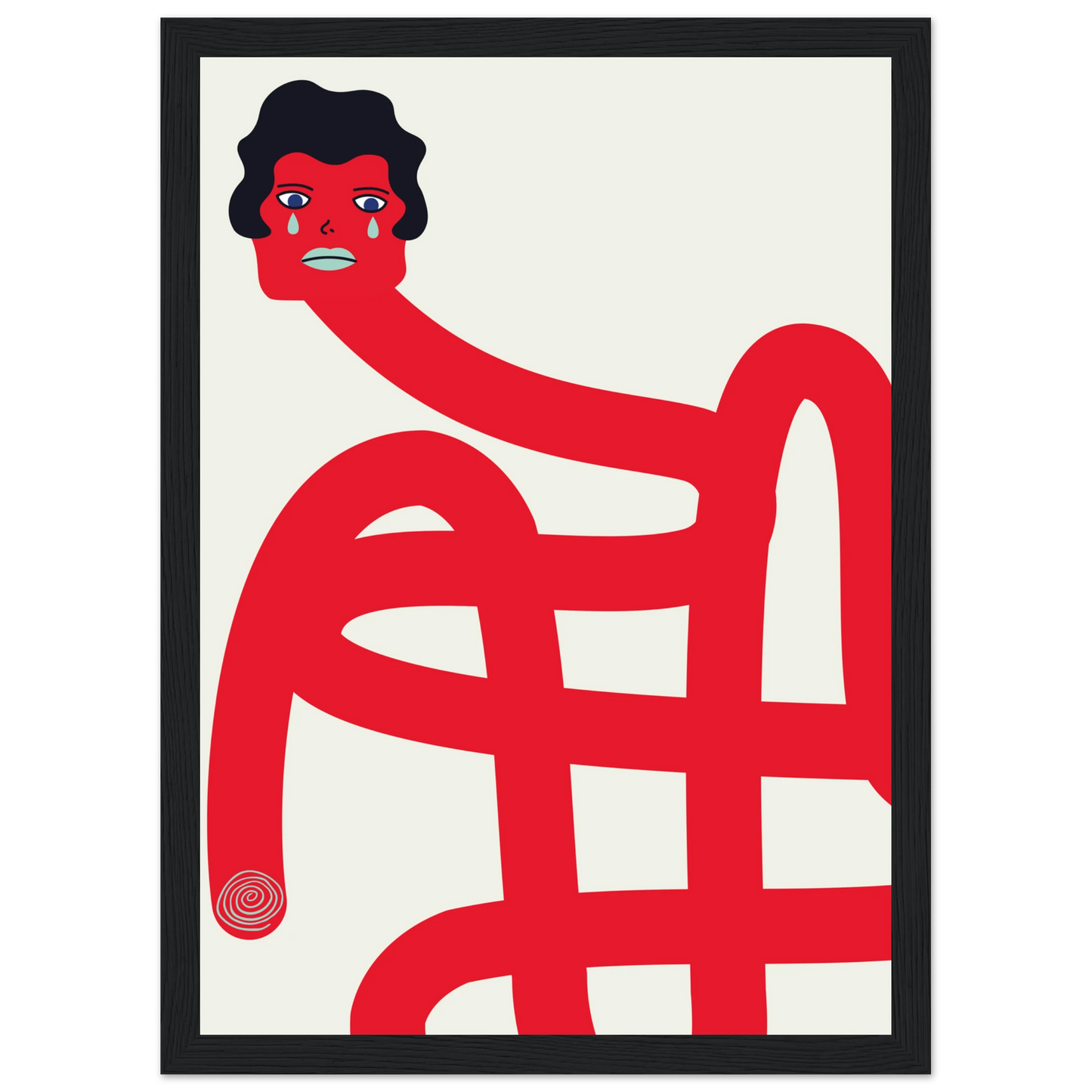 Crybaby framed art print by anya trut expressive abstract wall decor in your choice of size frame art print in a White frame size A2 (42 x 59.4  cm) affordable wall art by Art Aunty NZ