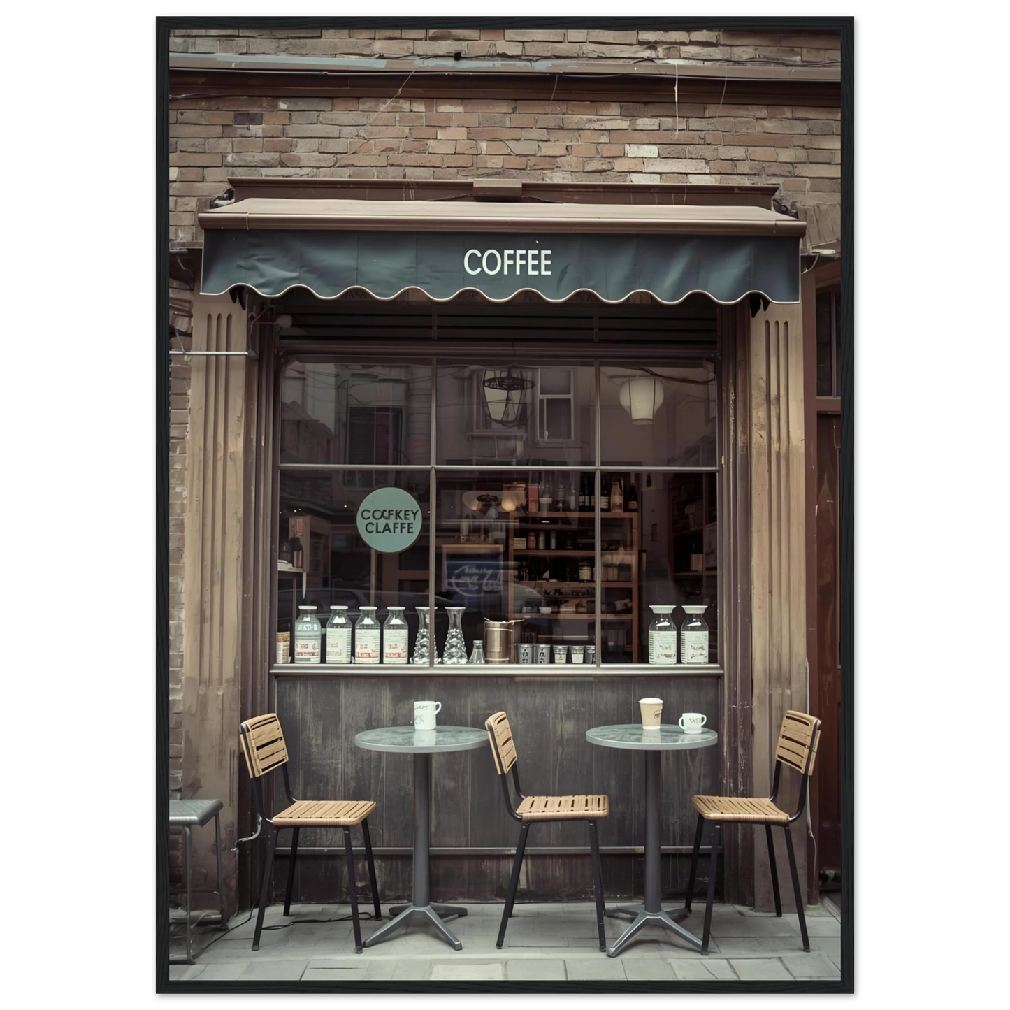 Slow morning art print in a Black frame size 21x29.7 cm / 8x12" affordable wall art by Art Aunty NZ