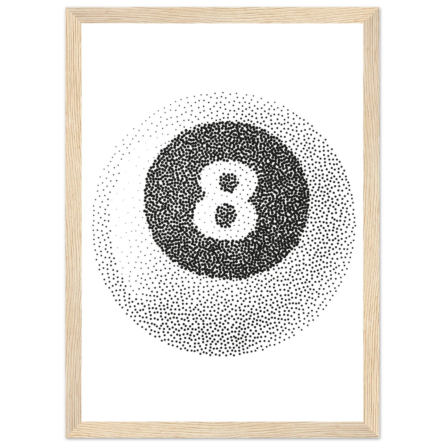 Abstract eight ball dot art print by anya trut choose your size frame art print in a Black frame size 21x29.7 cm / 8x12" affordable wall art by Art Aunty NZ