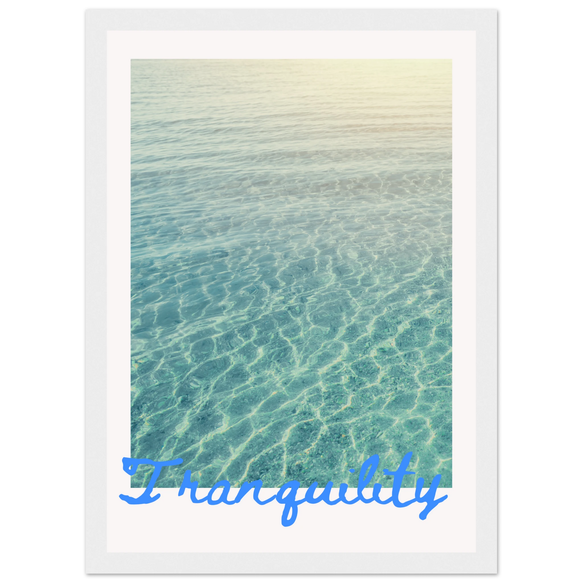 Tranquility framed serene water reflection art print by anya trut in your choice of size and frame finish art print in a Wood frame size A1 (59.4 x 84.1  cm) affordable wall art by Art Aunty NZ