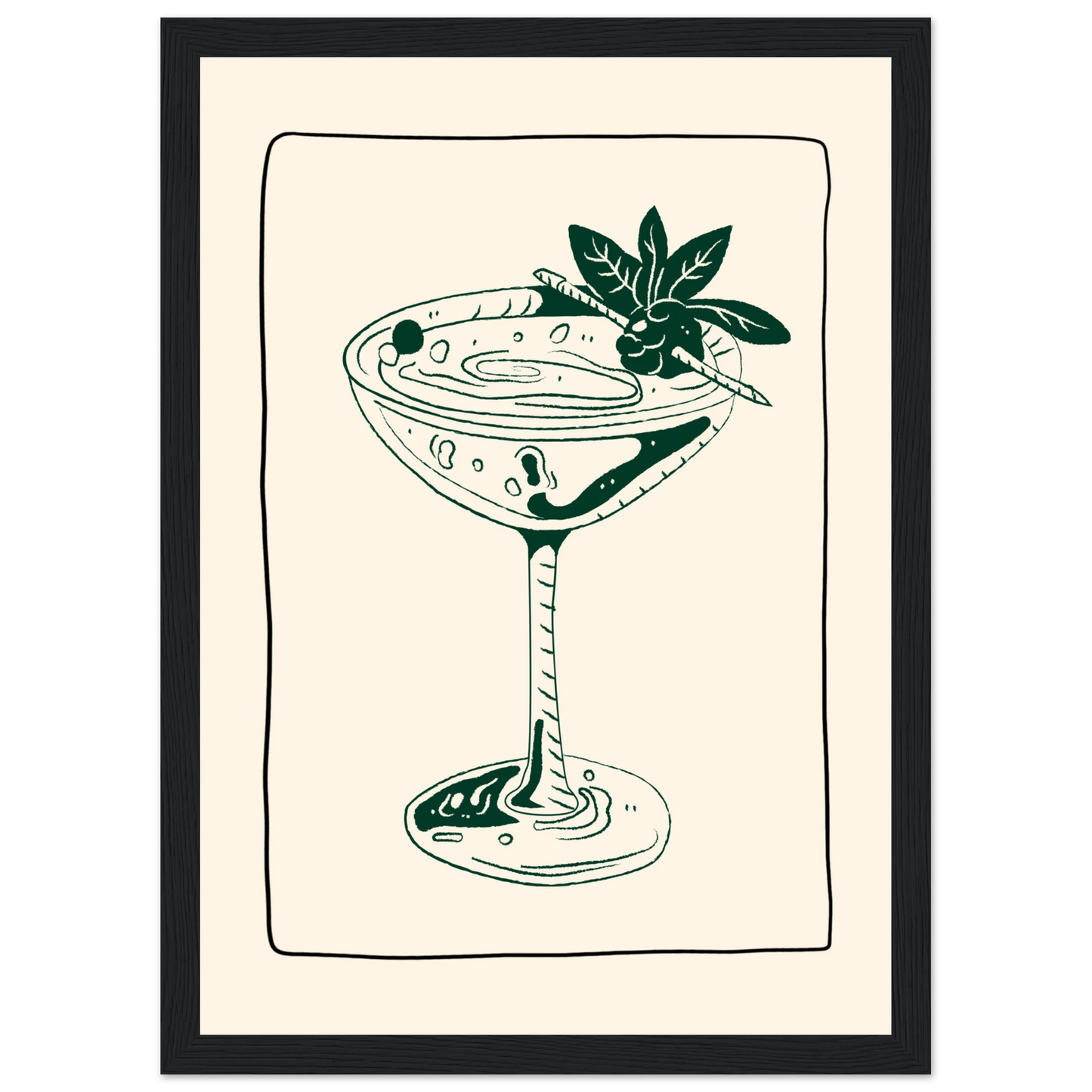 Evening elixir cocktail art print by anya trut choose your size and frame for effortless style art print in a White frame size A2 (42 x 59.4  cm) affordable wall art by Art Aunty NZ