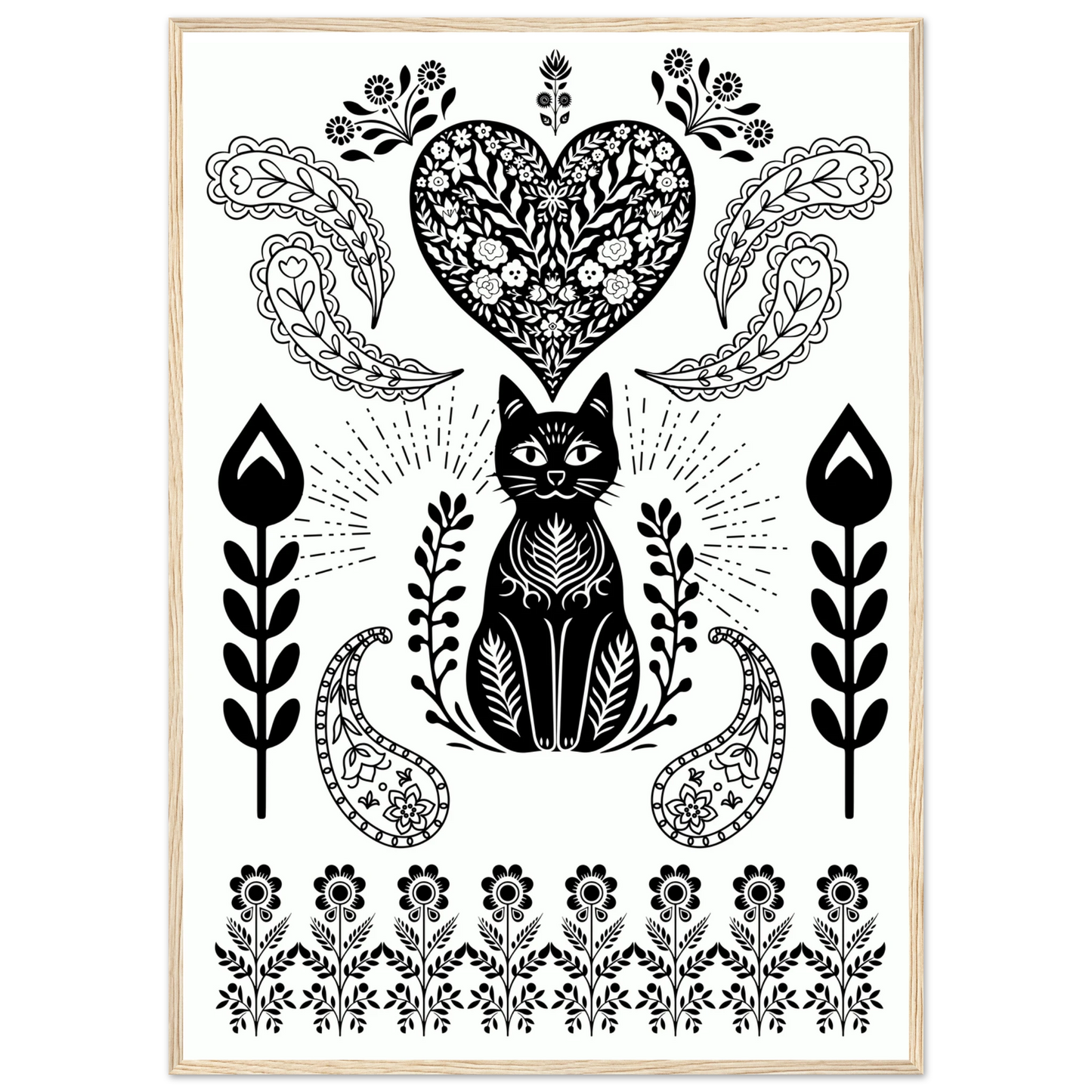 Zen pat art print in a Wood frame size A2 (42 x 59.4  cm) affordable wall art by Art Aunty NZ